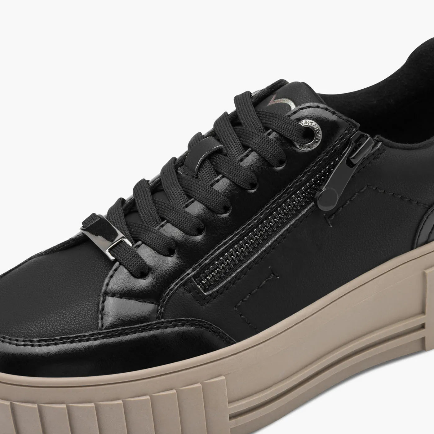 Marco Tozzi Black Platform Trainer with Contrast Sole - Leavys Shoes