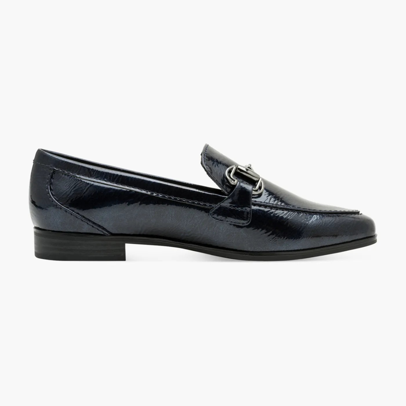 Marco Tozzi Navy Patent Loafer with Bit Detail - Leavys Shoes