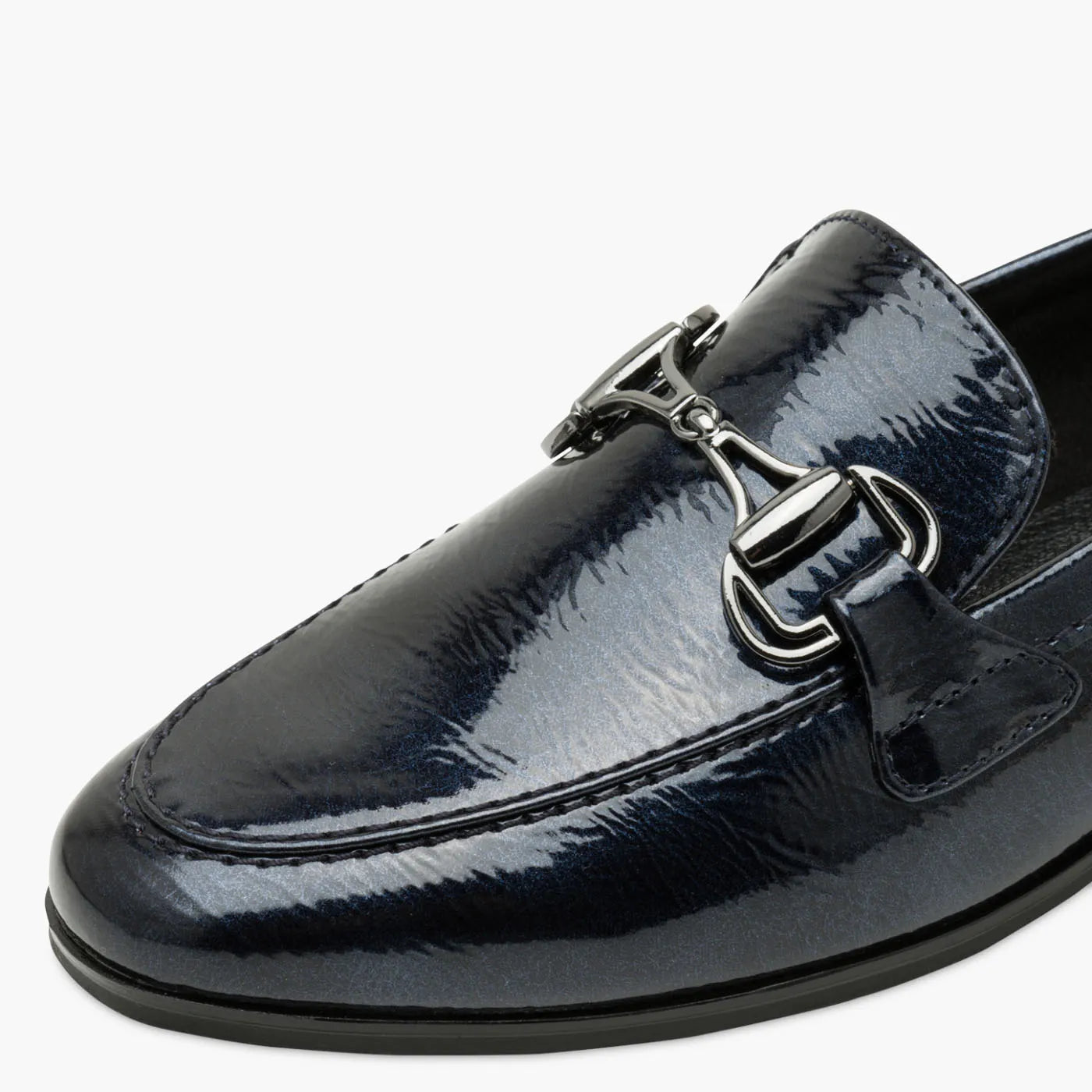 Marco Tozzi Navy Patent Loafer with Bit Detail - Leavys Shoes