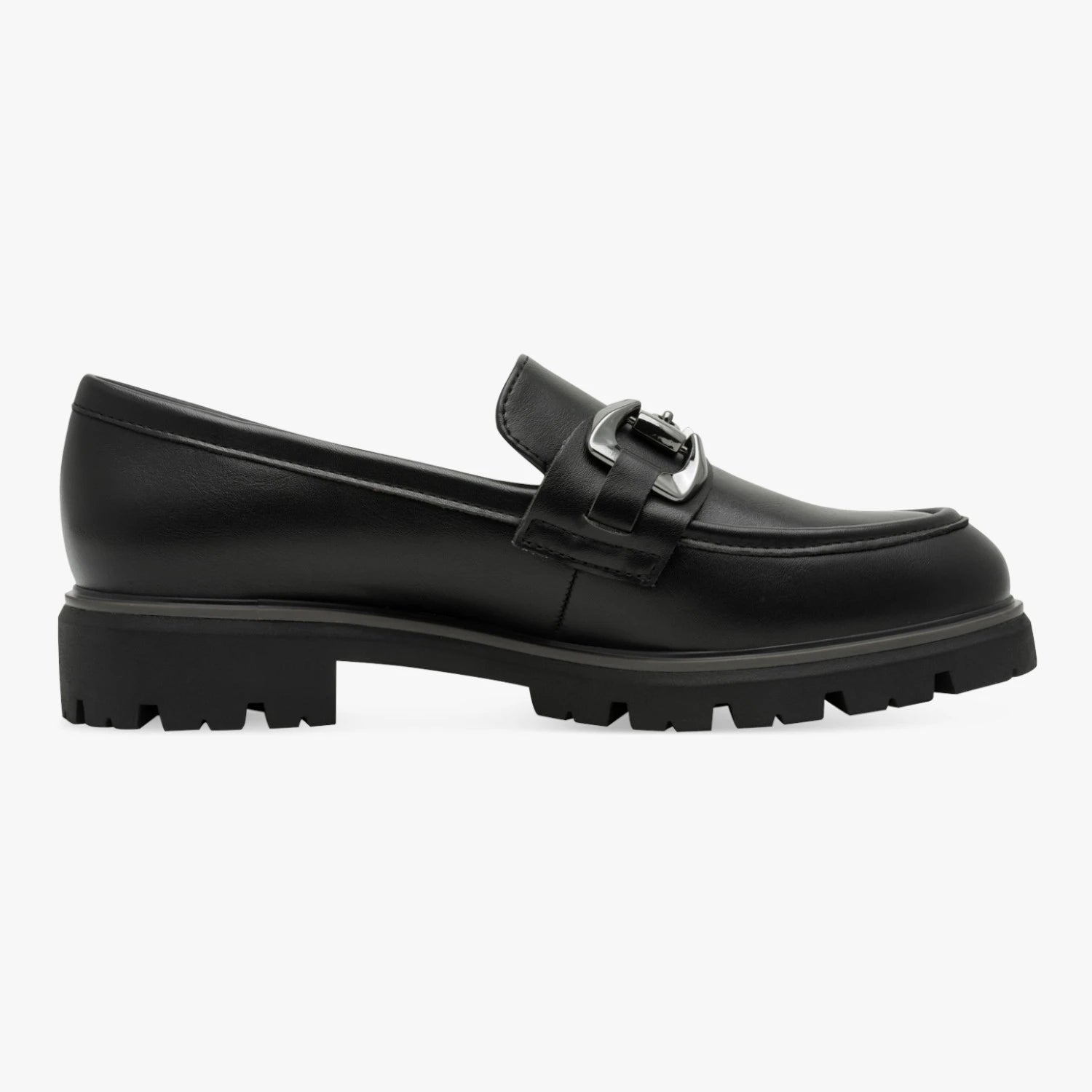 Marco Tozzi Black Chunky Metal-Trim Loafers