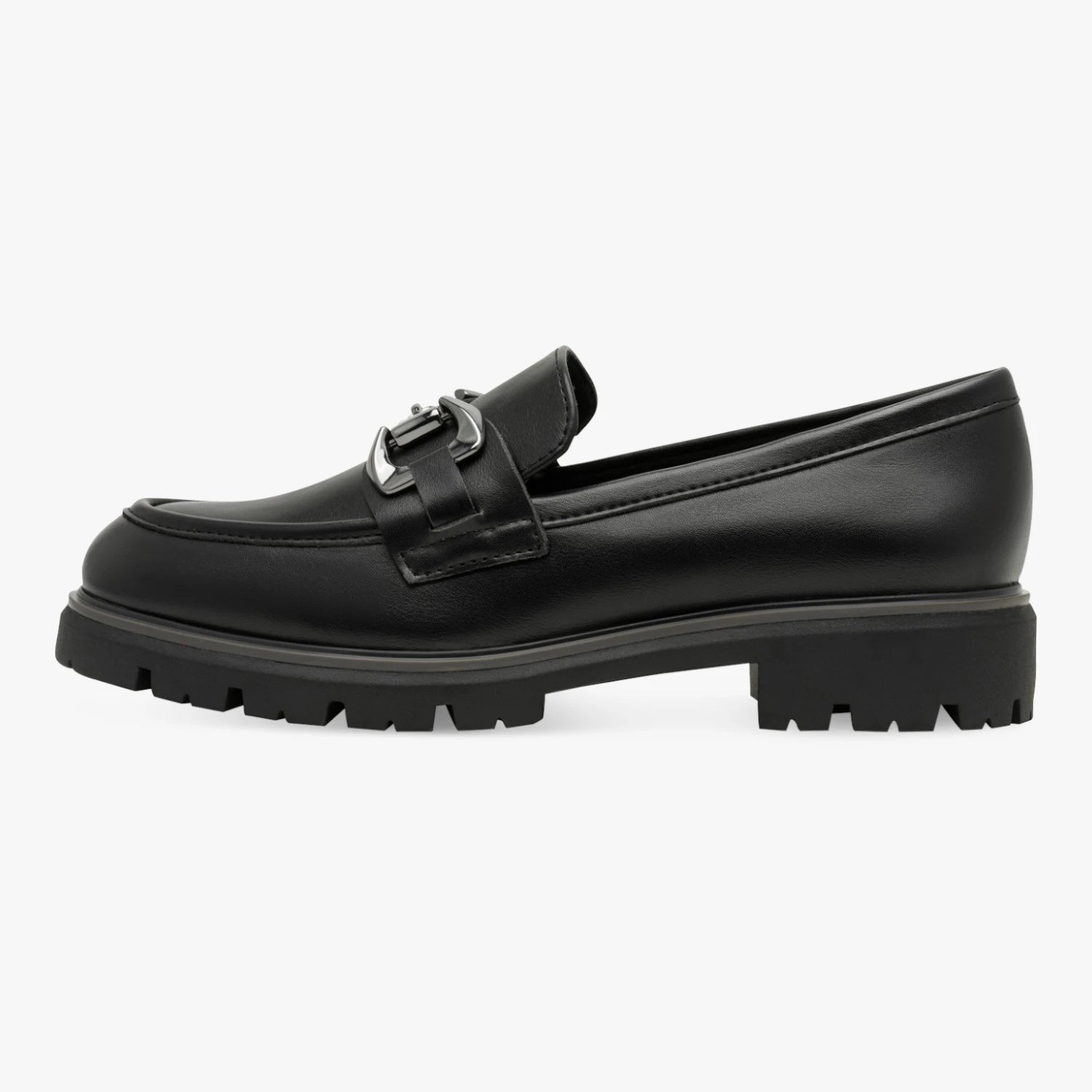 Marco Tozzi Black Chunky Metal-Trim Loafers