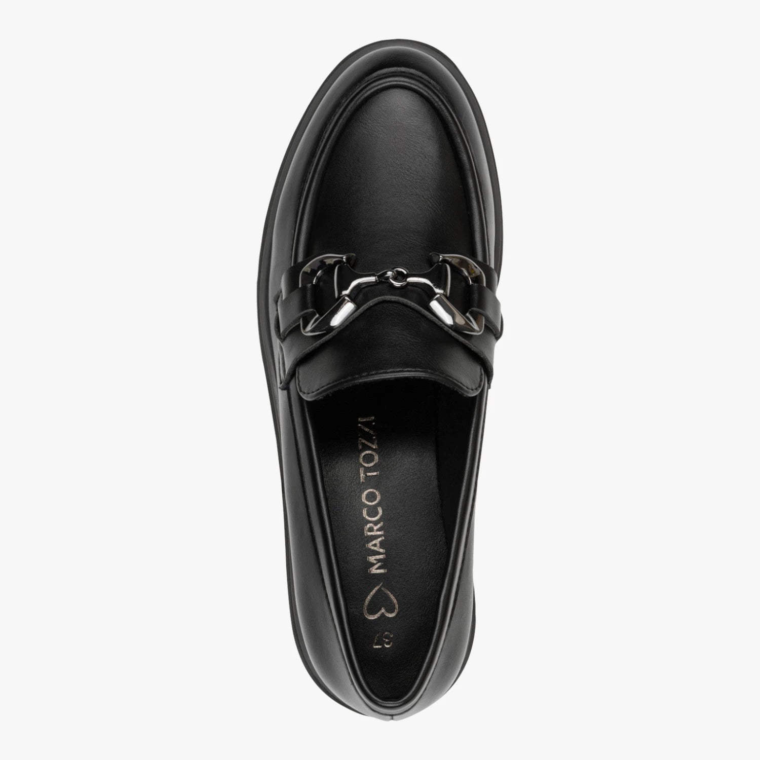 Marco Tozzi Black Chunky Metal-Trim Loafers