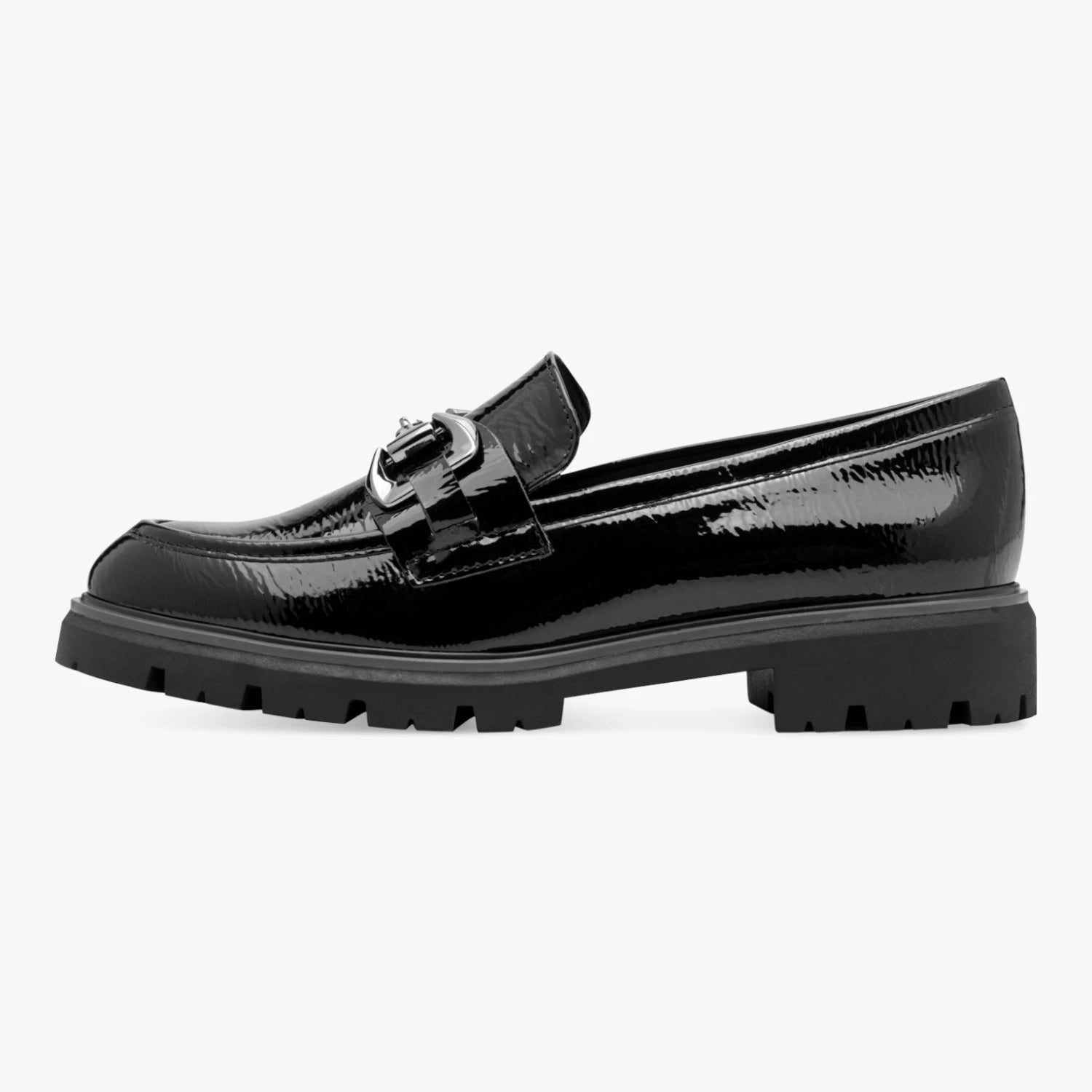 Marco Tozzi Black Patent Chunky Loafers