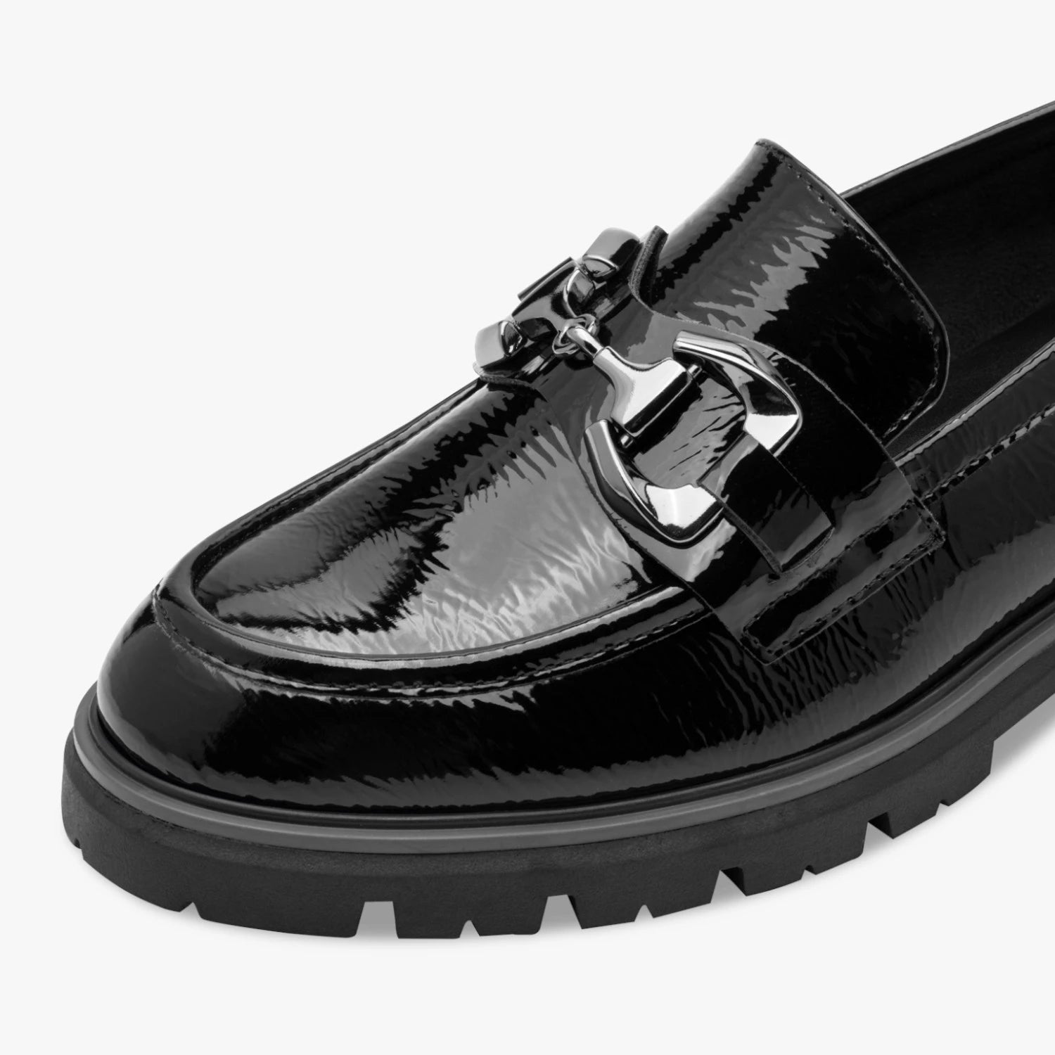 Marco Tozzi Black Patent Chunky Loafers