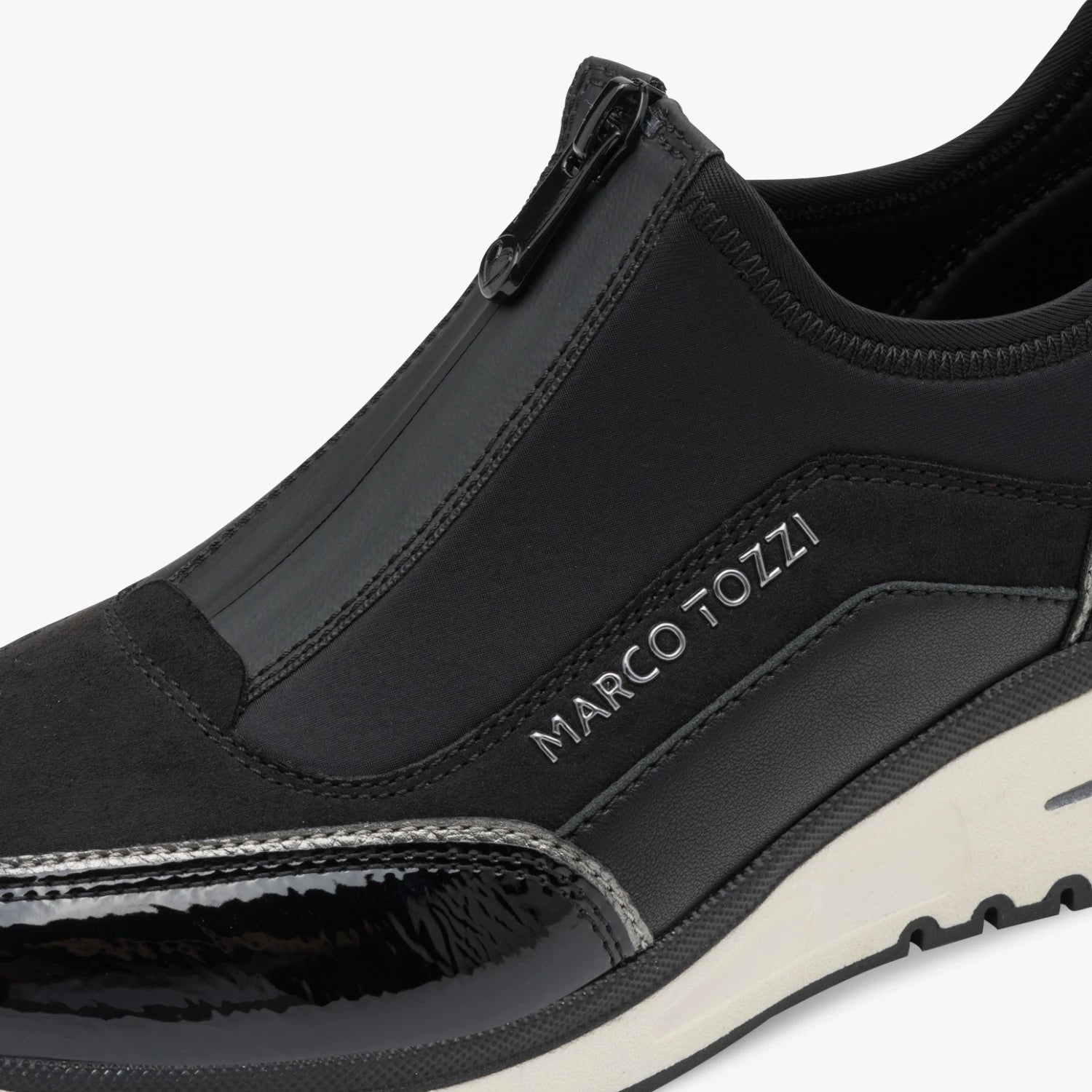 Marco Tozzi Black Leopard-Detail Wedge Trainers