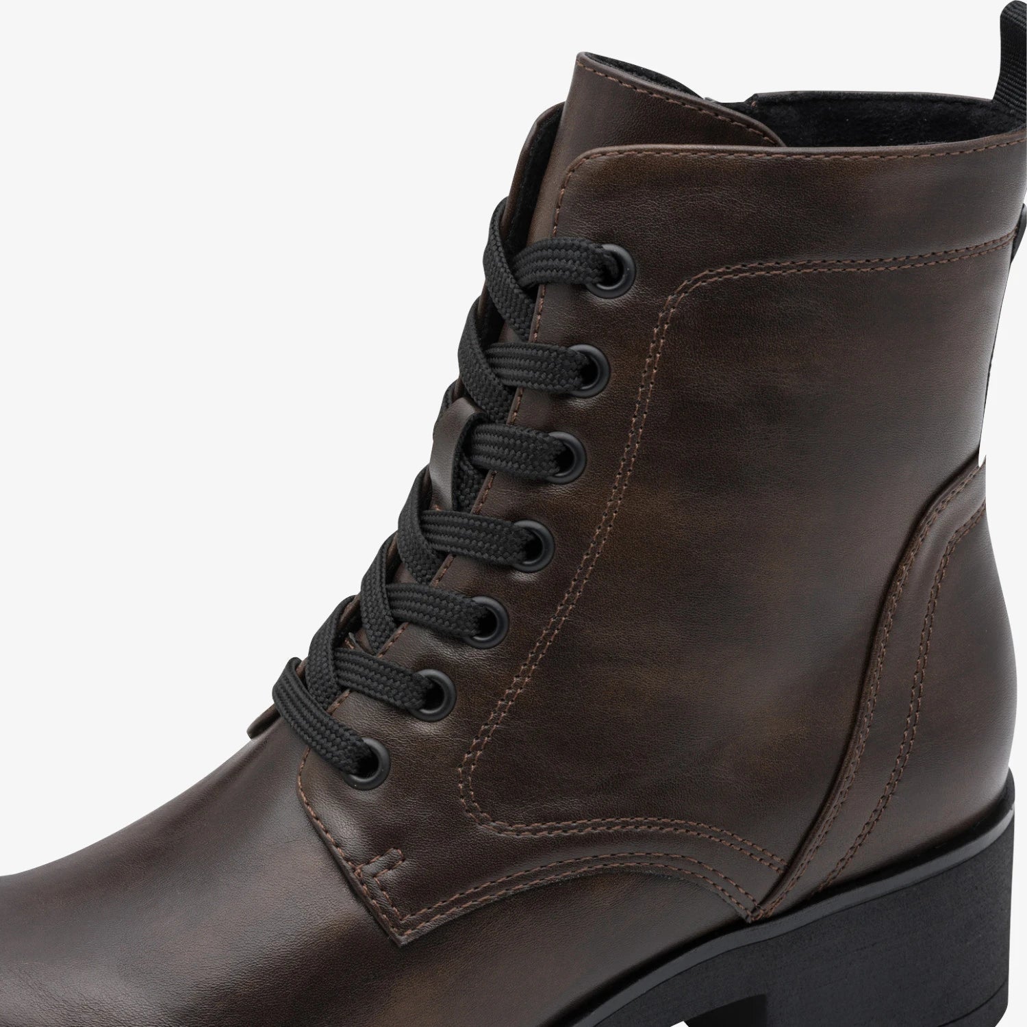 Marco Tozzi Dark Brown Lace-Up Block Heel Ankle Boots