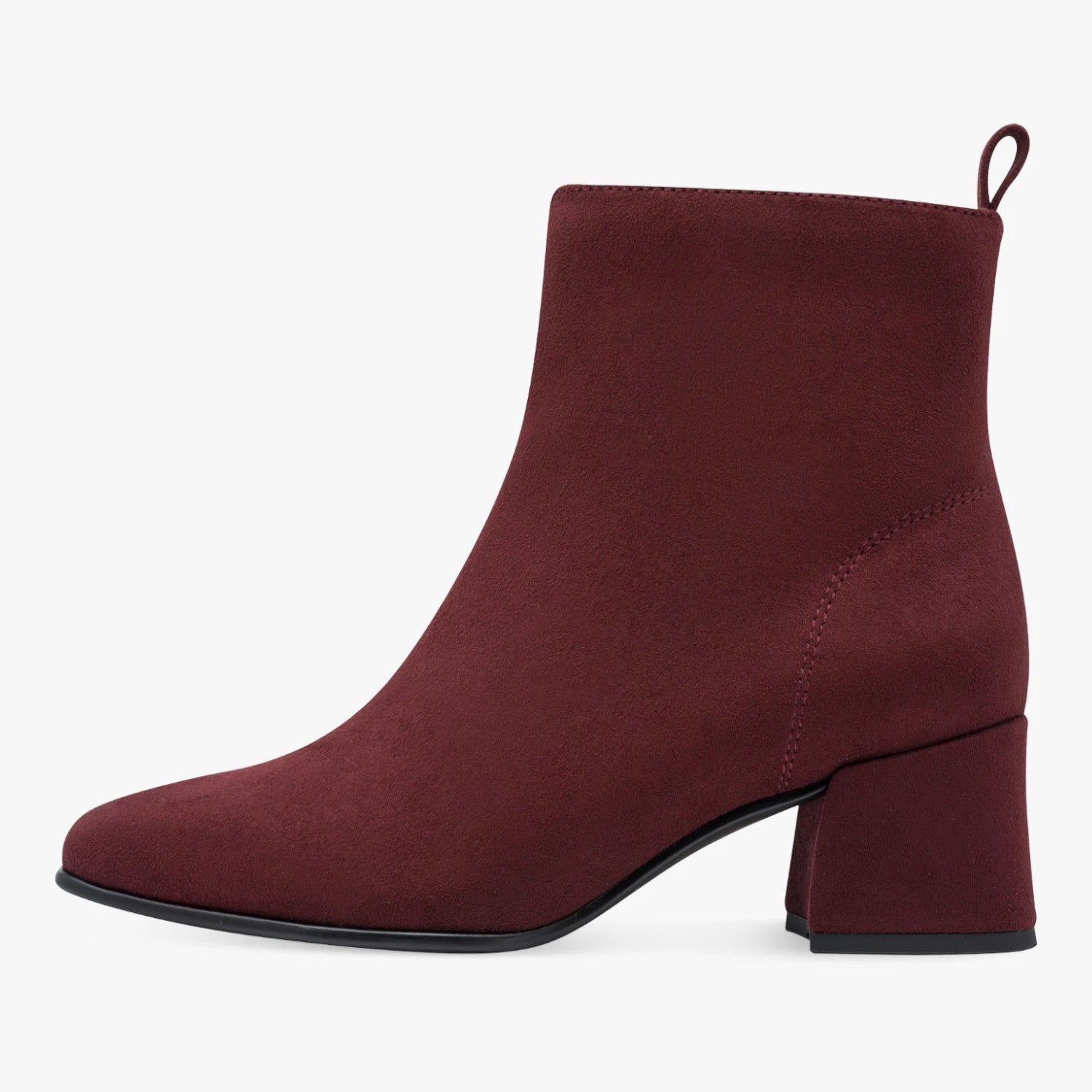 Marco Tozzi Burgundy Suede-Effect Block Heel Ankle Boots