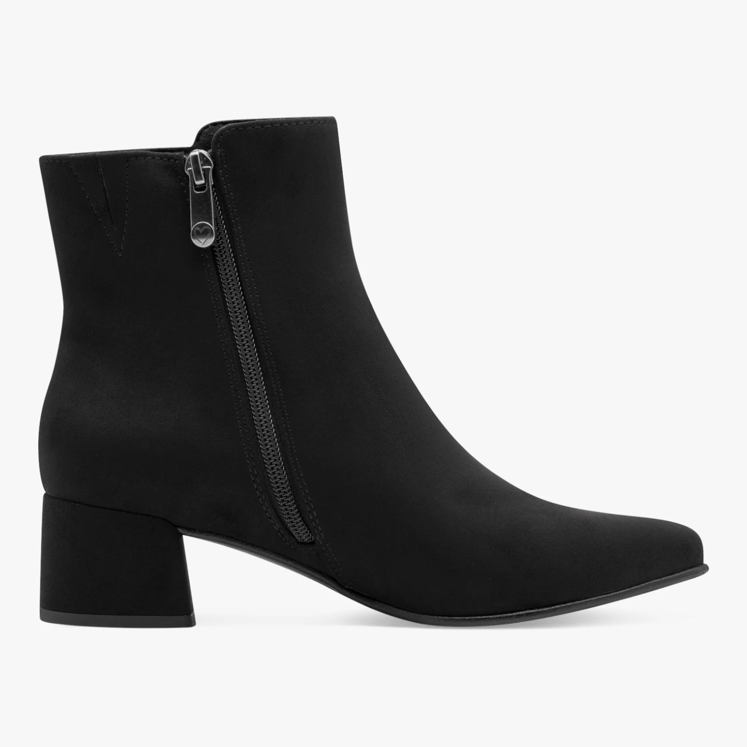 Marco Tozzi Black Suede-Effect Block Heel Ankle Boots