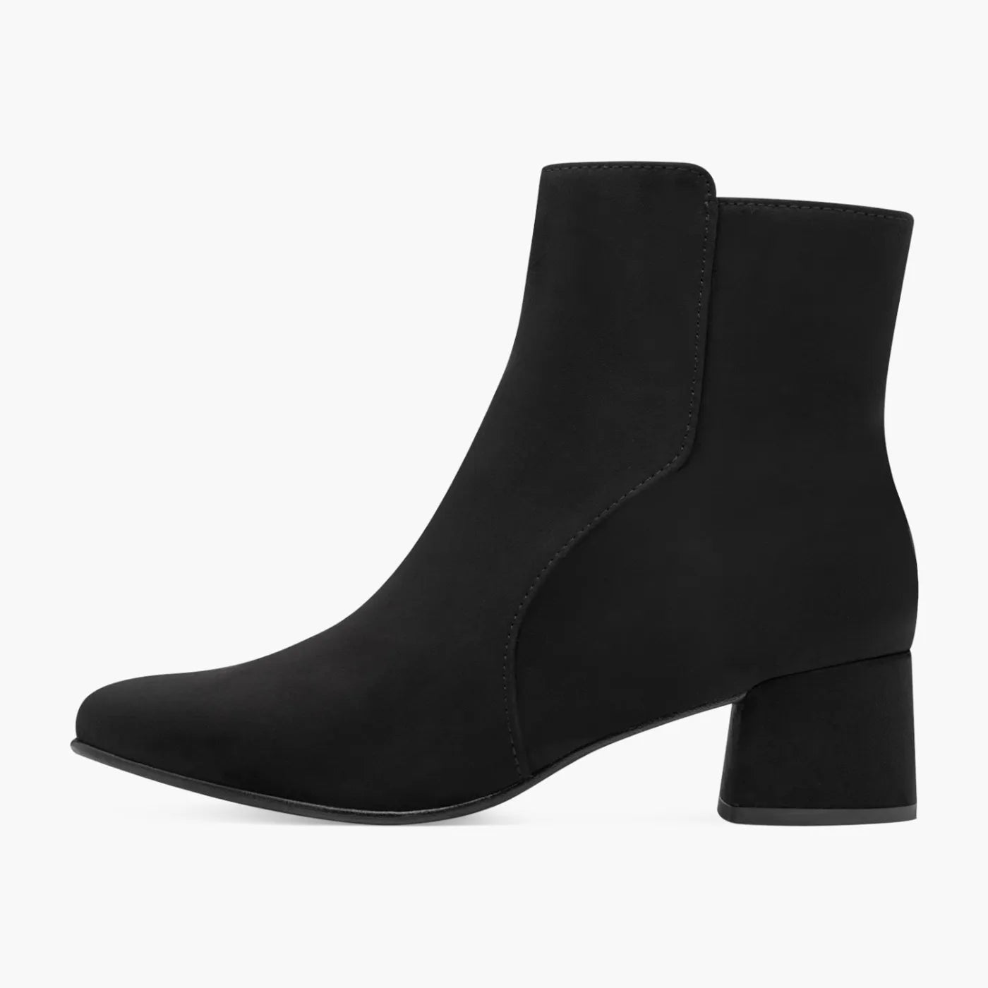 Marco Tozzi Black Ankle Boot with Block Heel & Zip - Leavys Shoes