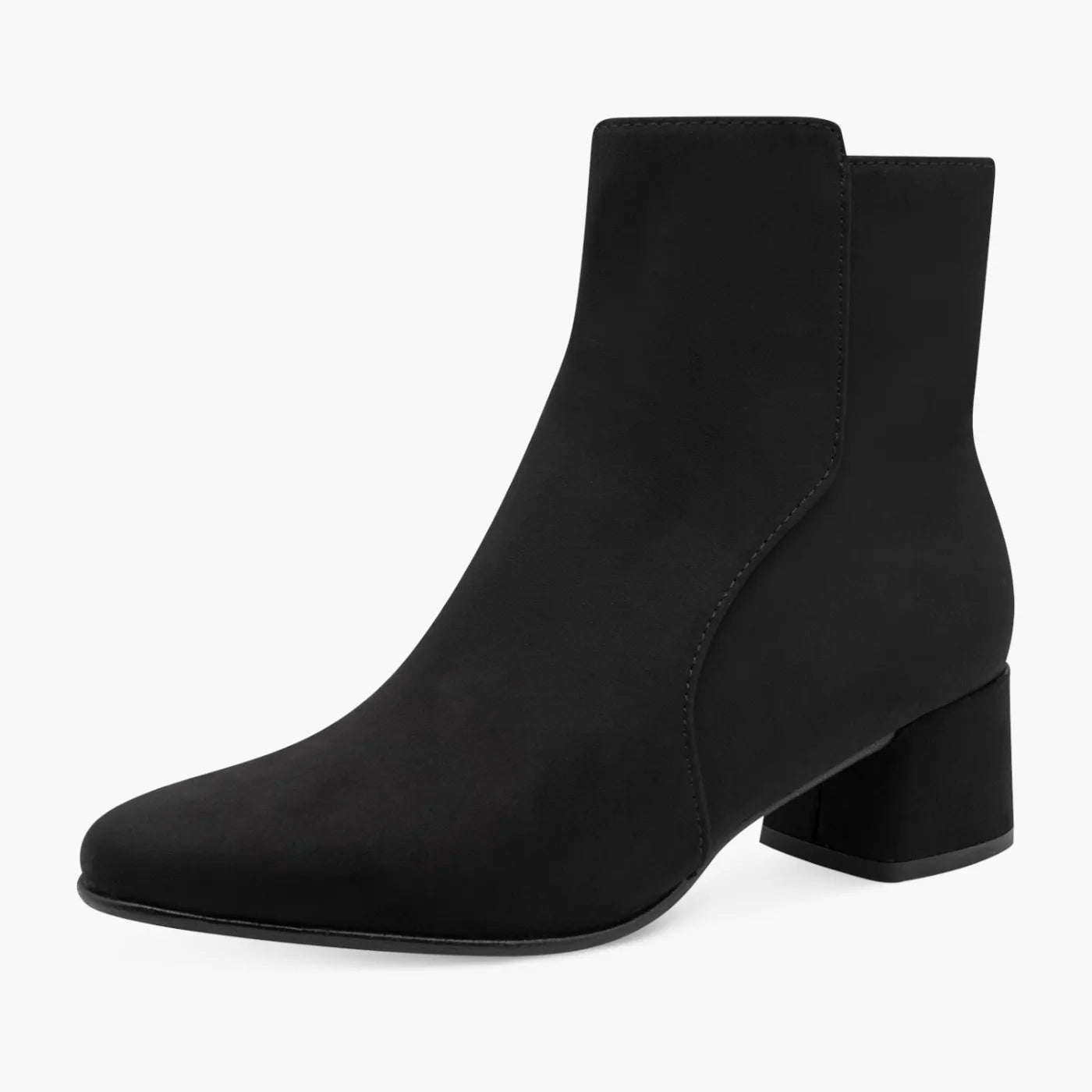 Marco Tozzi Black Ankle Boot with Block Heel & Zip - Leavys Shoes
