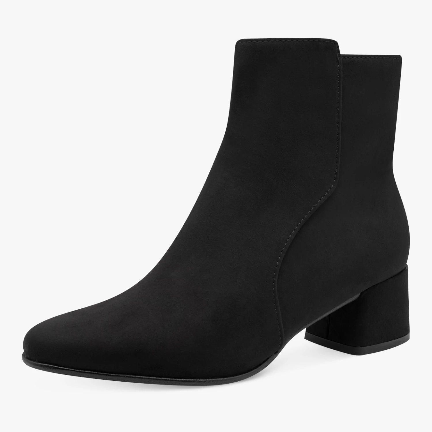 Marco Tozzi Black Suede-Effect Block Heel Ankle Boots