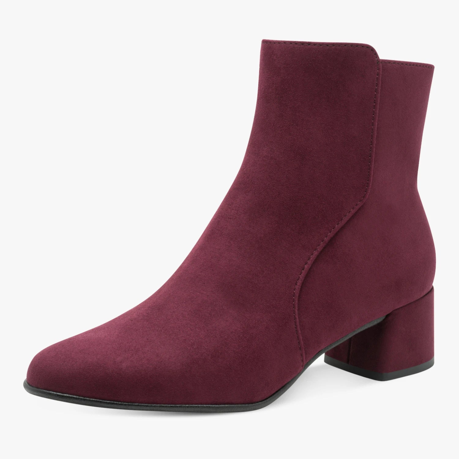 Marco Tozzi Mulberry Burgundy Suede-Effect Ankle Boots