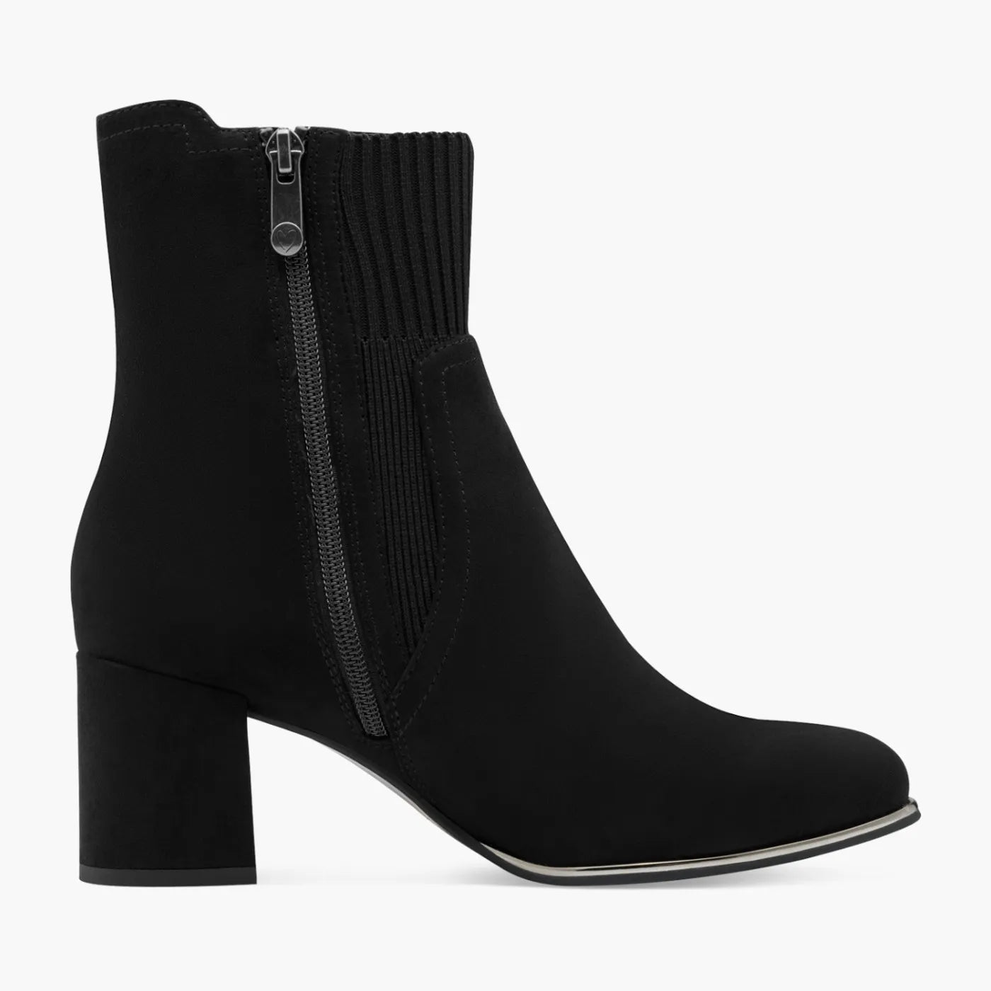 Marco Tozzi Black Ankle Boots with Stretch Rib and Zip - Leavys Shoes