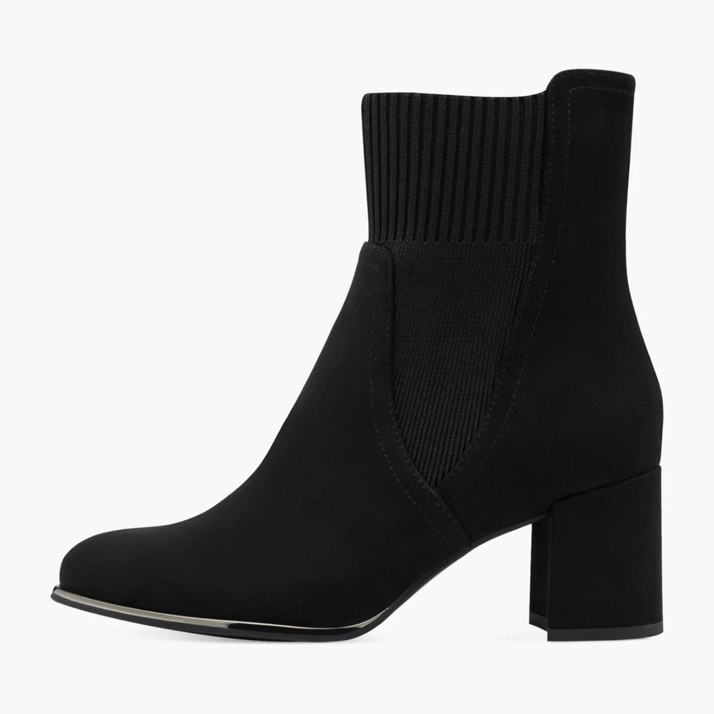 Marco Tozzi Black Ankle Boots with Stretch Rib and Zip - Leavys Shoes