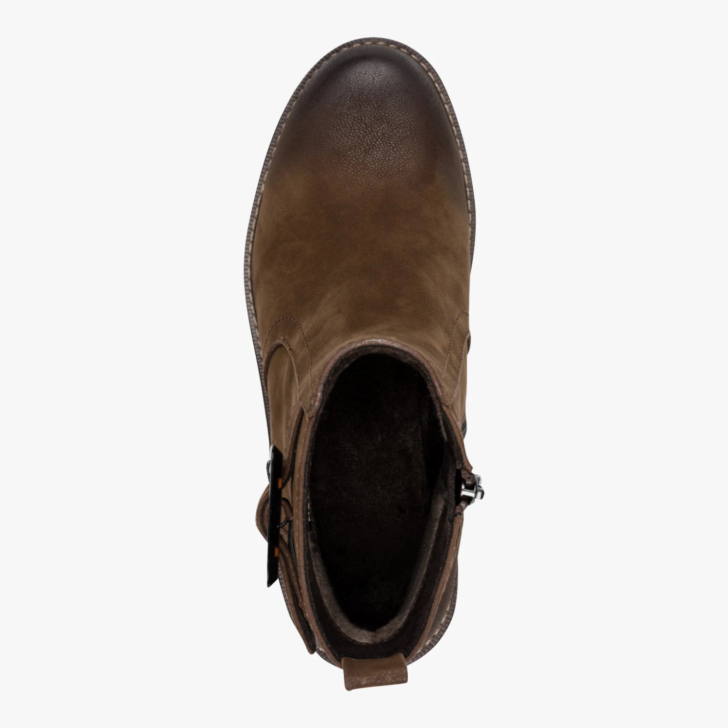 Marco Tozzi Coffee Brown Buckle Block Heel Ankle Boots