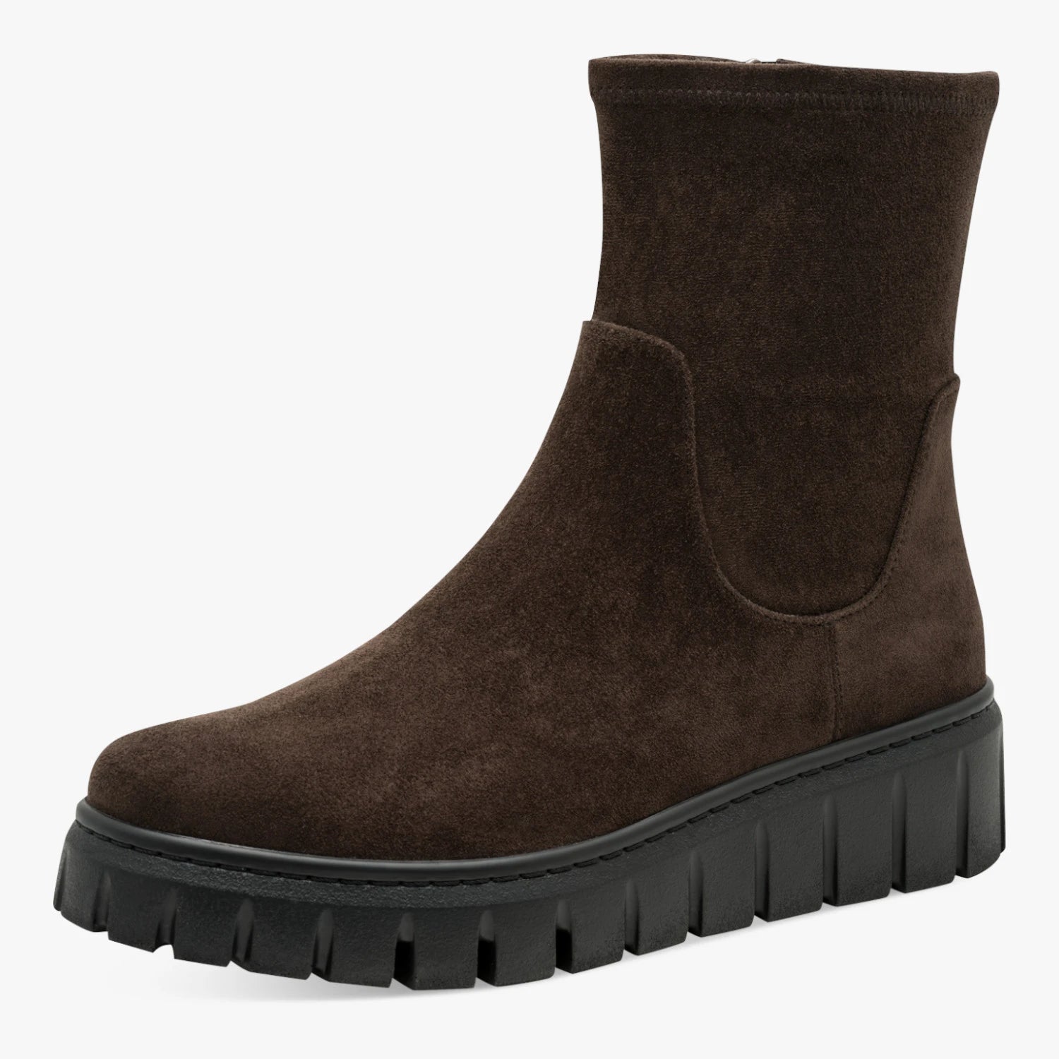 Marco Tozzi Chocolate Brown Suede-Effect Ankle Boots