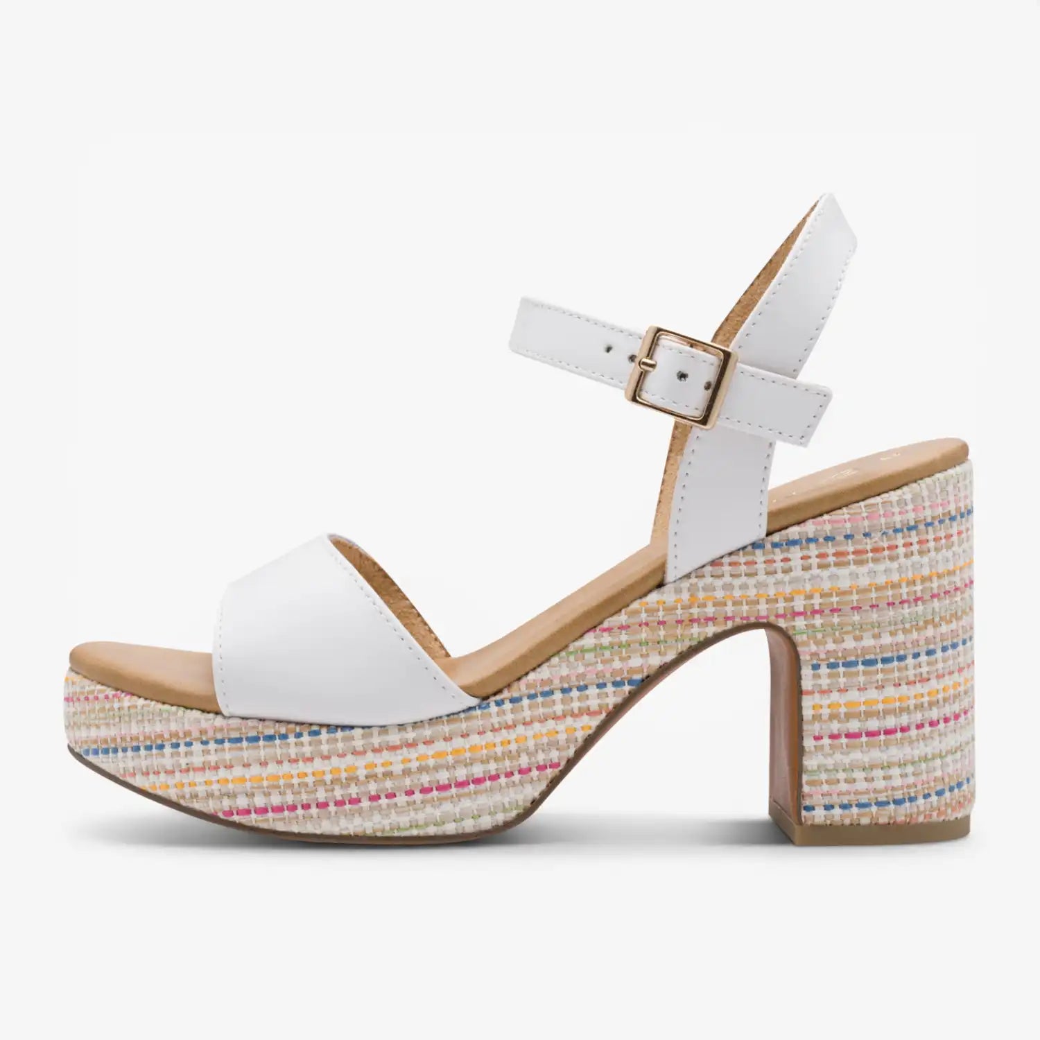 Marco Tozzi White Multi Sandal (Wide Fit) – 2-28008-42-197