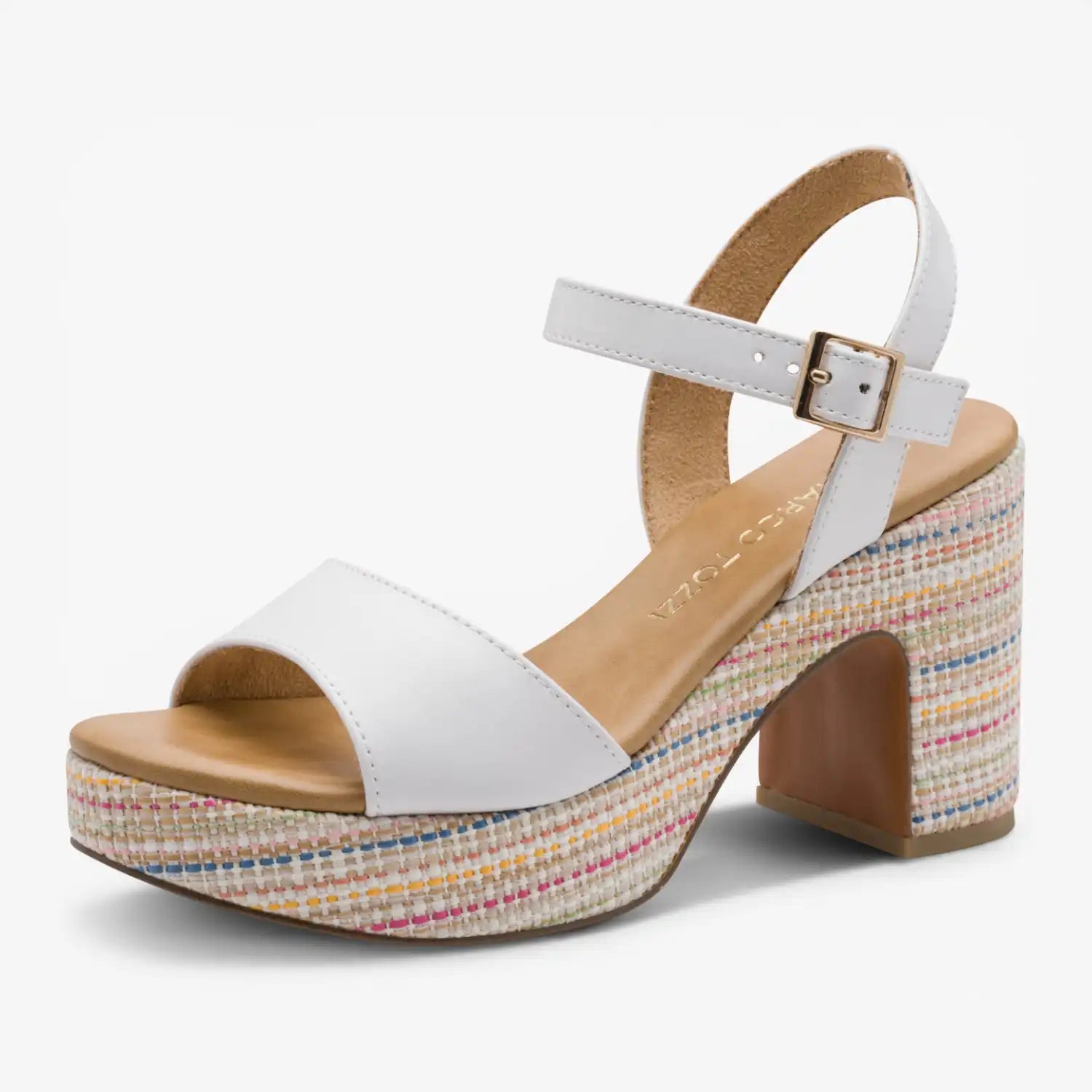 Marco Tozzi White Multi Sandal (Wide Fit) – 2-28008-42-197