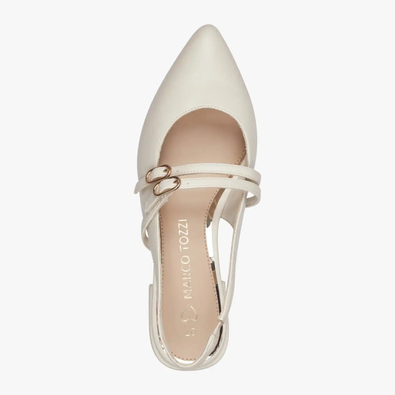 Marco Tozzi Cream Court Shoe (Block Heel) - 2-29409-44-403