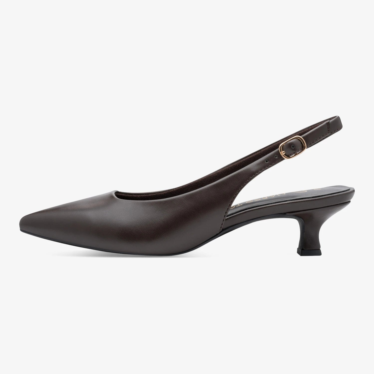 Marco Tozzi Dark Brown Kitten Heel Slingback Shoes