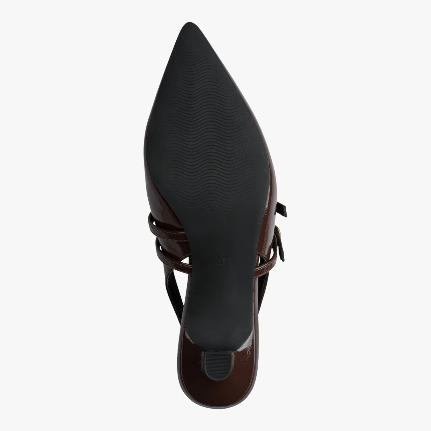 Marco Tozzi Brown Patent Kitten Heel Slingbacks