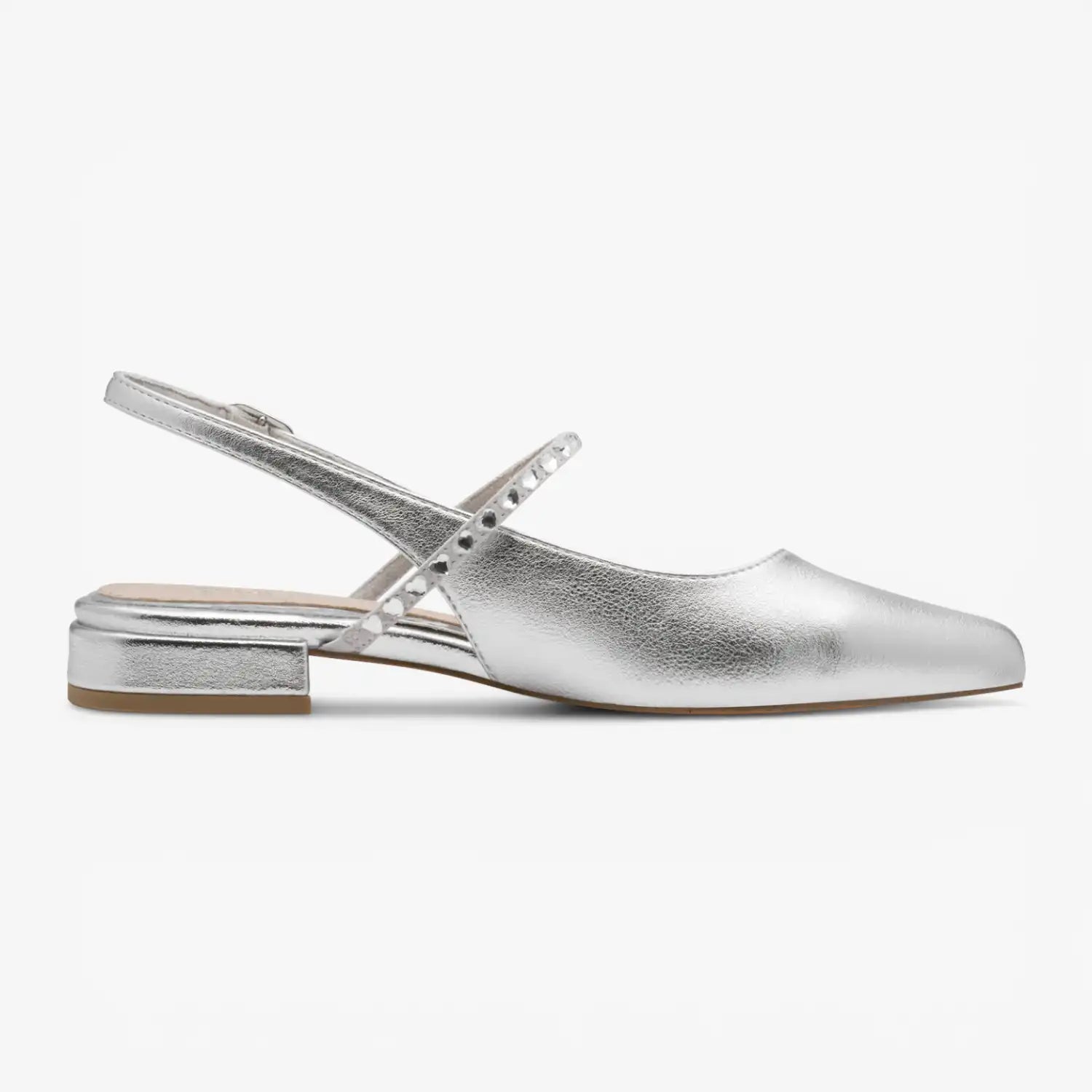 Marco Tozzi Silver Court Shoe (Block Heel) - 2-89400-46-941