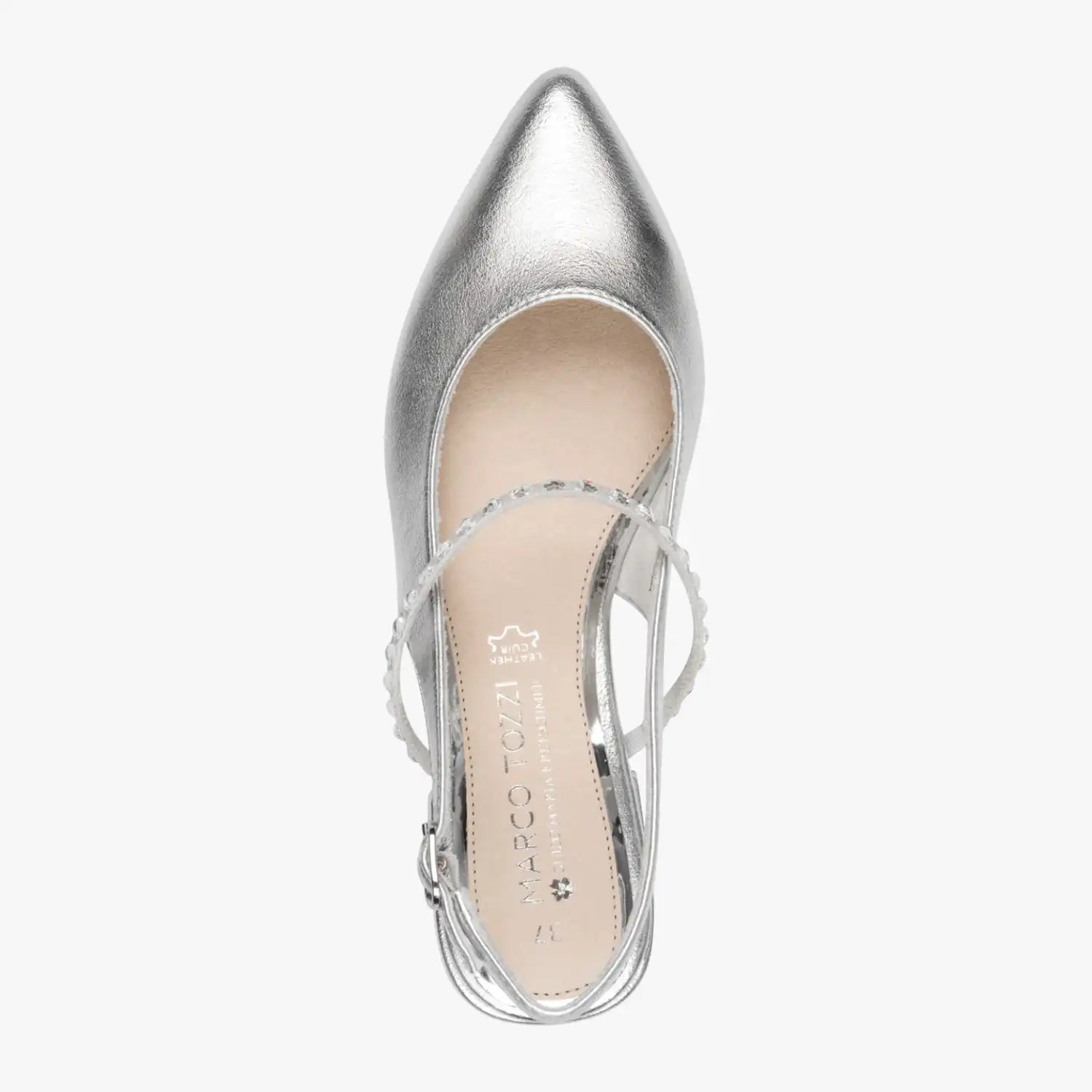 Marco Tozzi Silver Court Shoe (Block Heel) - 2-89400-46-941
