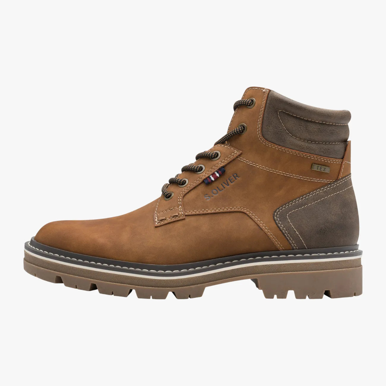 s.Oliver Cognac Vegan Tex Men’s Boots – Lace + Zip (5-16238-43) - Leavys Shoes