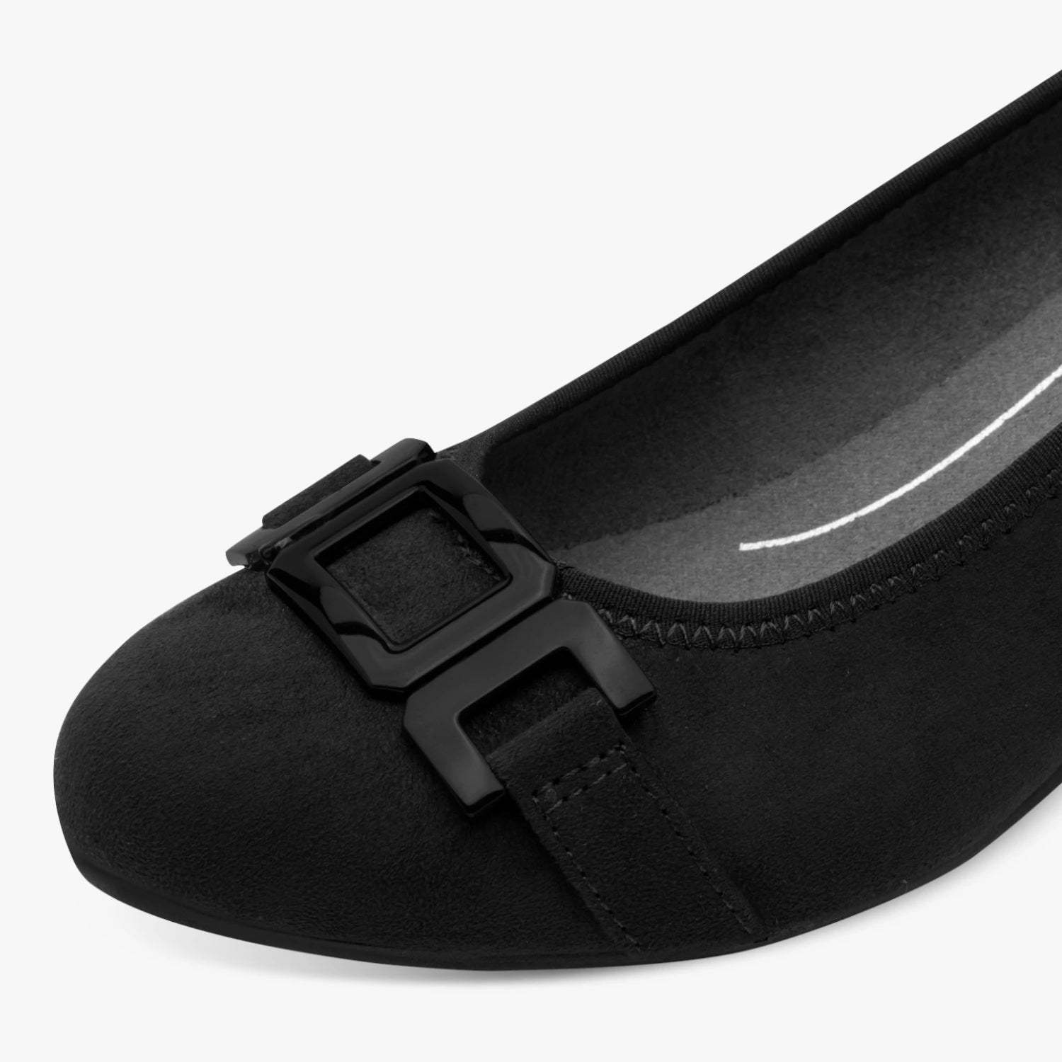 Jana Softline Black Wide Fit Block Heel Court Shoes
