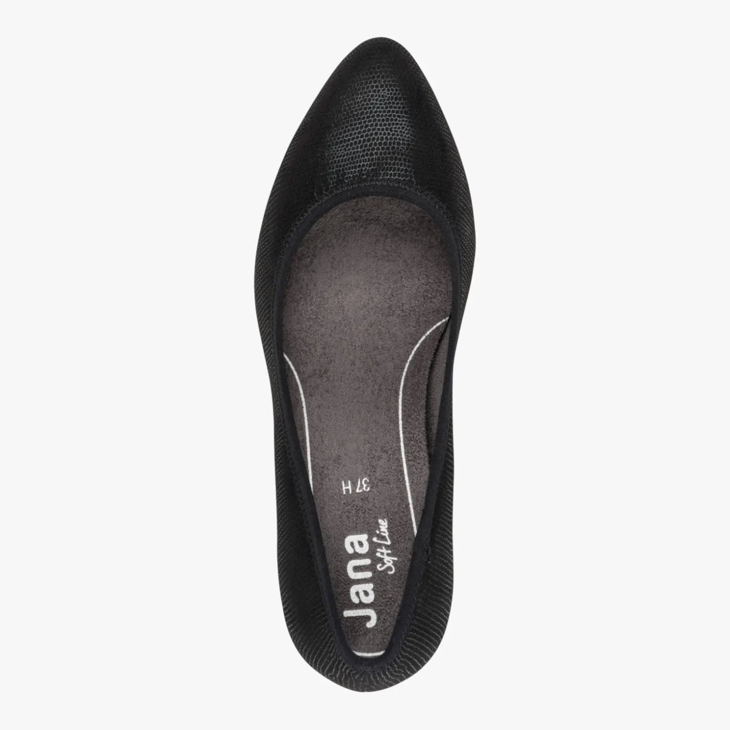 Jana Softline Black Metallic Court Shoe (Wide Fit H) – 8-22461-46 012