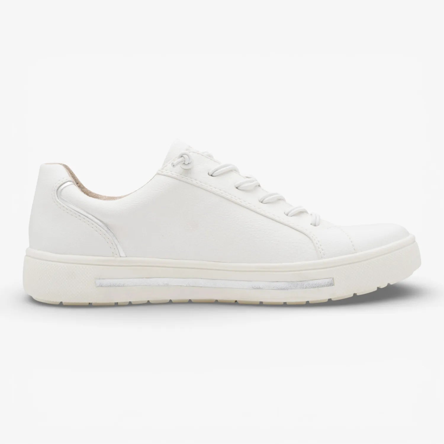 Jana Softline White/Silver Bungee-Lace Trainers (Wide Fit H, Vegan) – 8-23660-42 191