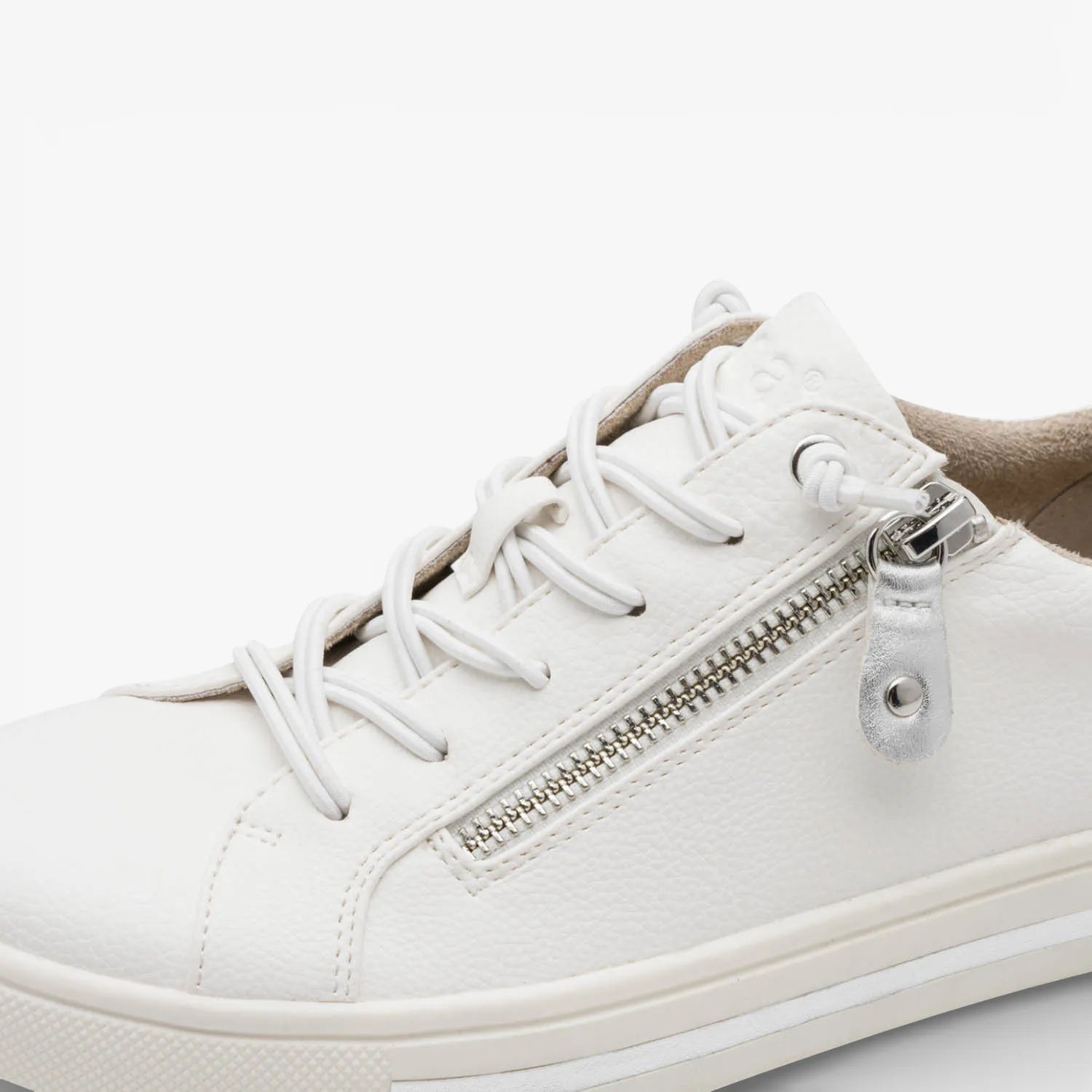 Jana Softline White/Silver Bungee-Lace Trainers (Wide Fit H, Vegan) – 8-23660-42 191