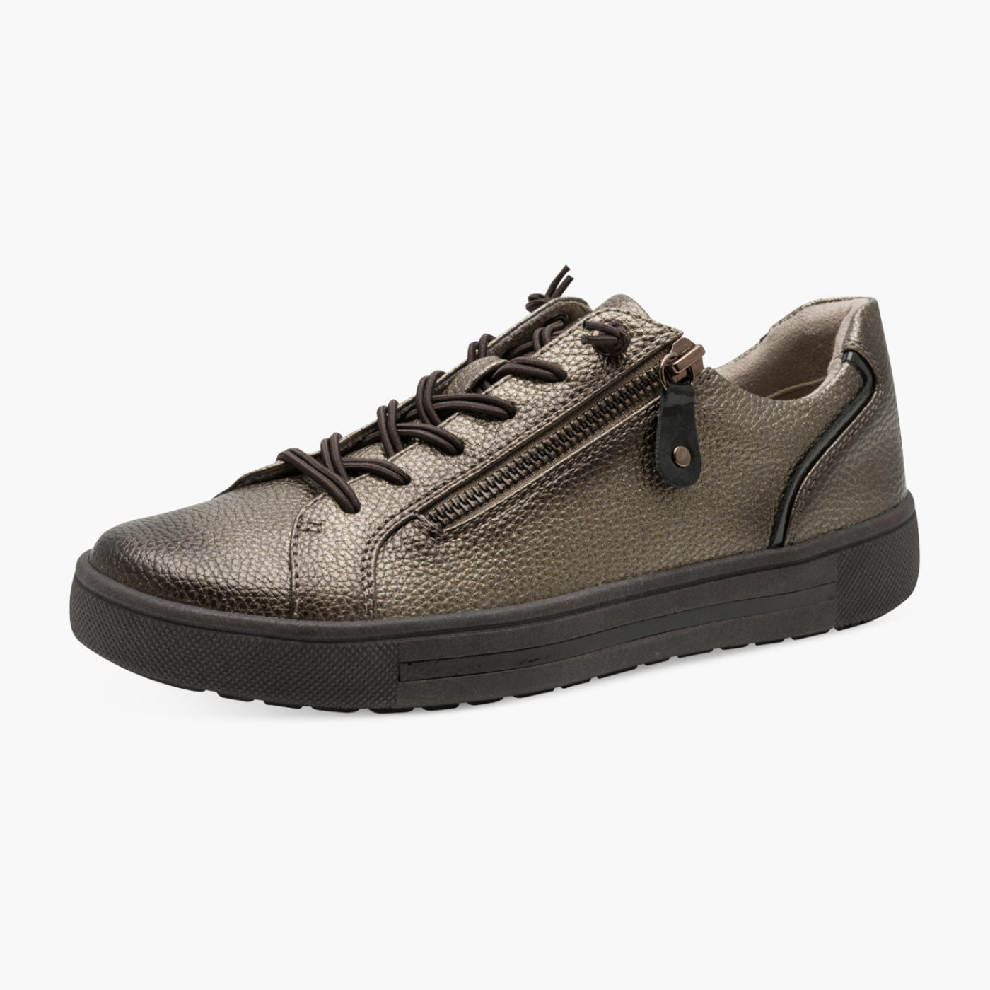 Jana Women’s Bronze Vegan Trainer with Bungee Laces & Zip - Leavys Shoes