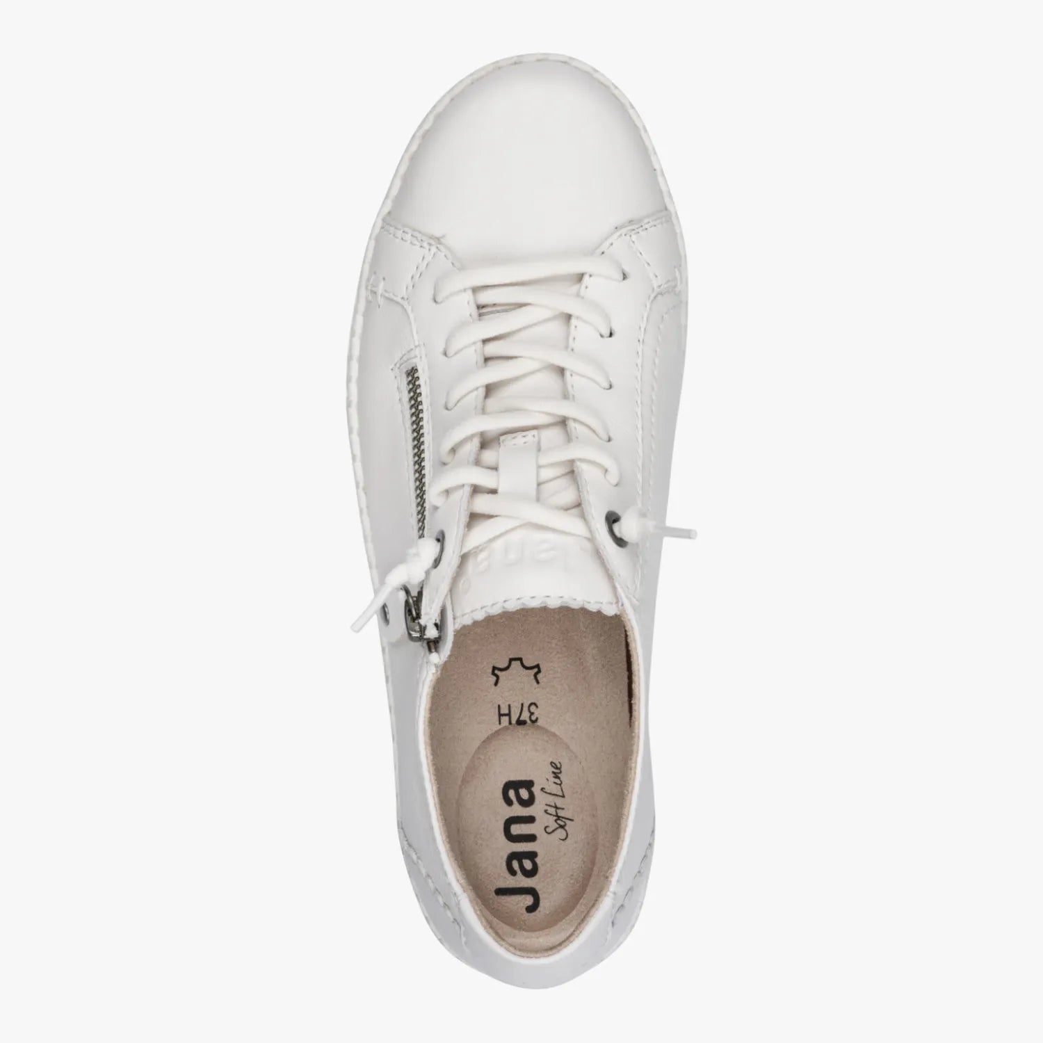 Jana Softline Leather White Lace-Up Trainer (Wide Fit H)