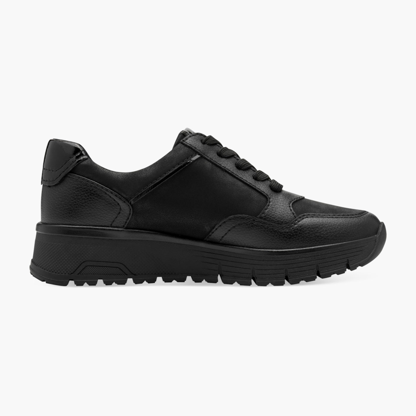 Jana Vegan Lace-Up Trainer in Black with Side Zip – TEX Comfort - Leavys Shoes