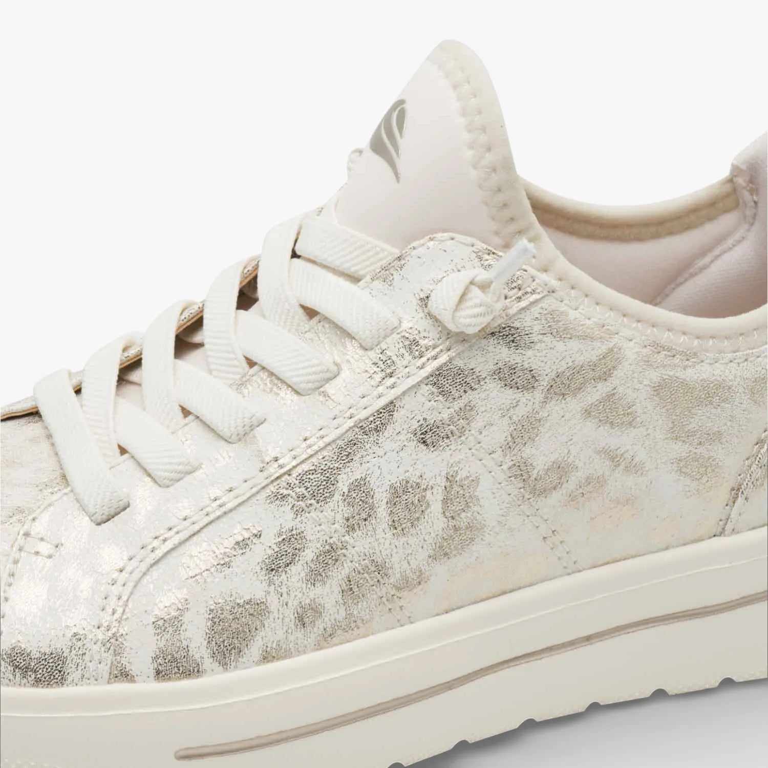 Jana Softline SLIP IN Gold Leo Met Lace-Up Trainer (Wide Fit H)