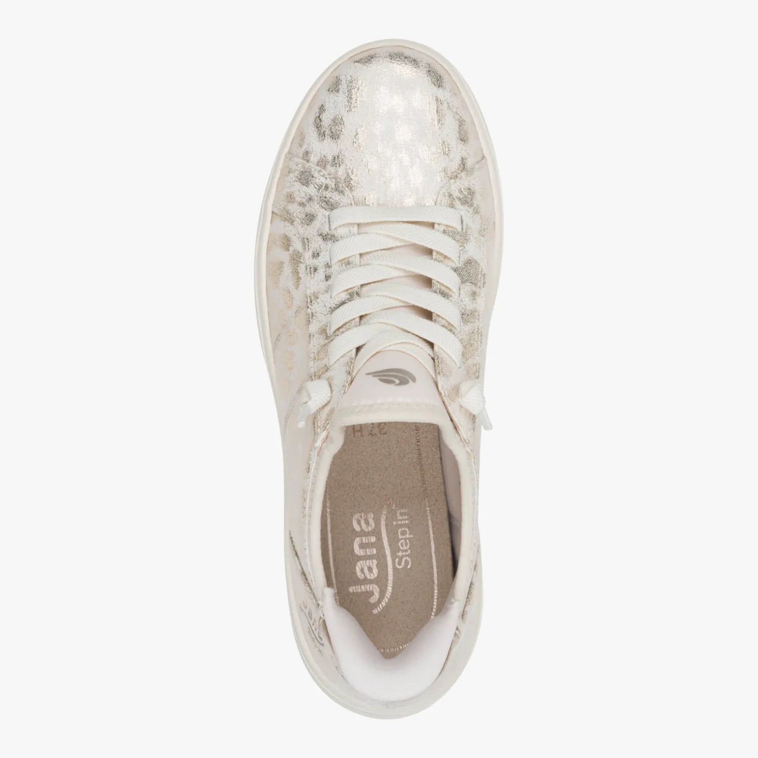 Jana Softline SLIP IN Gold Leo Met Lace-Up Trainer (Wide Fit H)