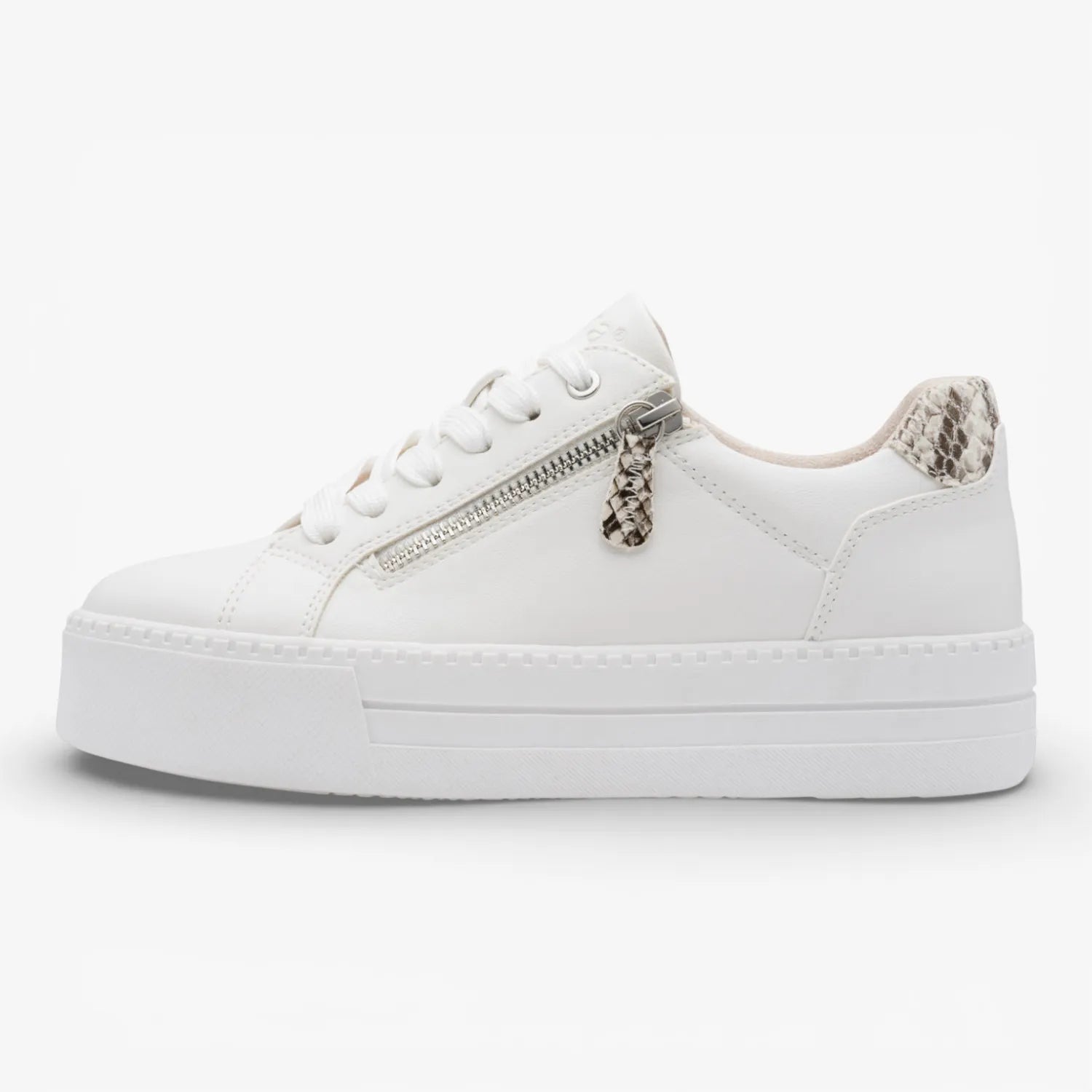 Jana Softline White Platform Trainer (Wide Fit H, Vegan) – 8-23767-43 100