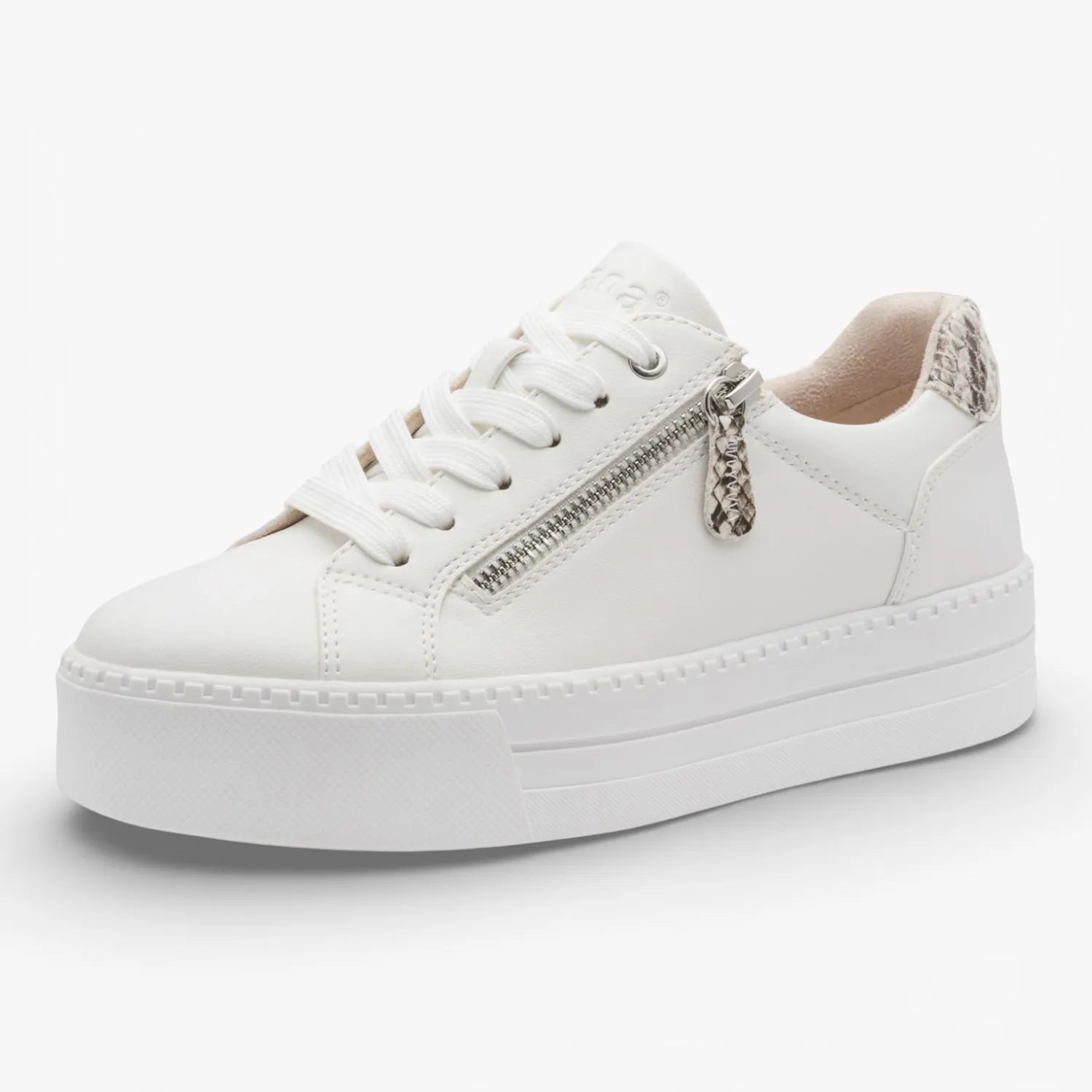Jana Softline White Platform Trainer (Wide Fit H, Vegan) – 8-23767-43 100