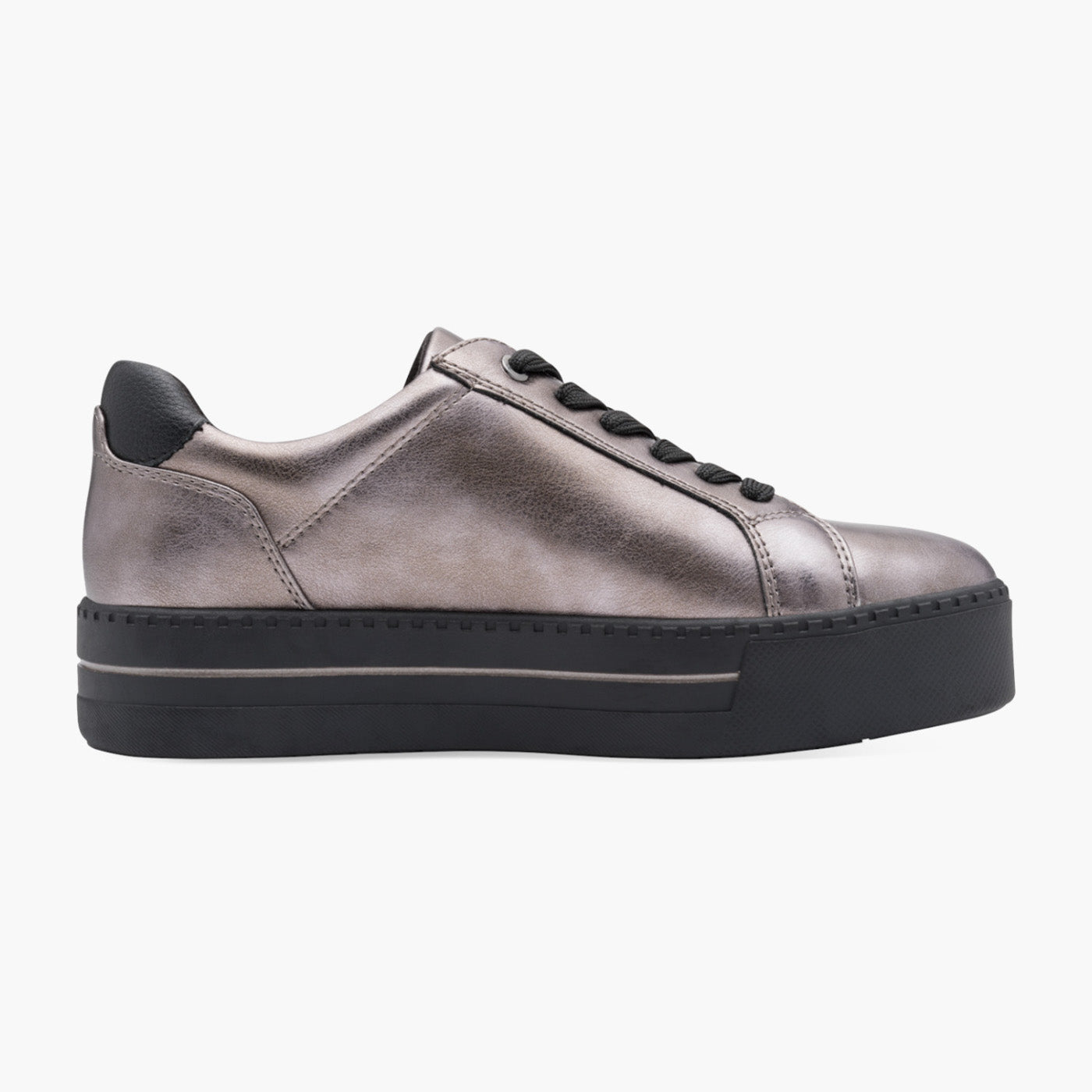 Jana Women’s Metallic Bronze Trainer with Zip & Lace Detail - Leavys Shoes