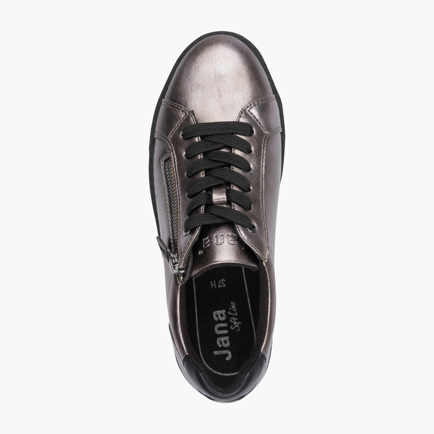 Jana Women’s Metallic Bronze Trainer with Zip & Lace Detail - Leavys Shoes