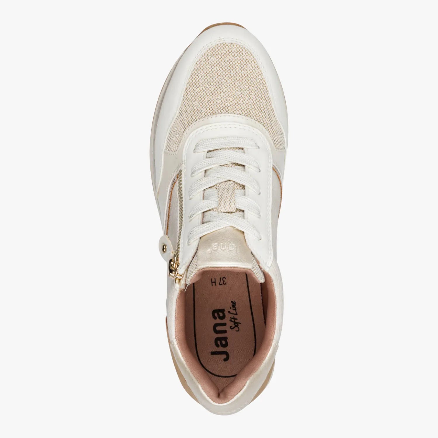 Jana Softline Ivory Comb Lace-Up Trainer (Wide Fit H)