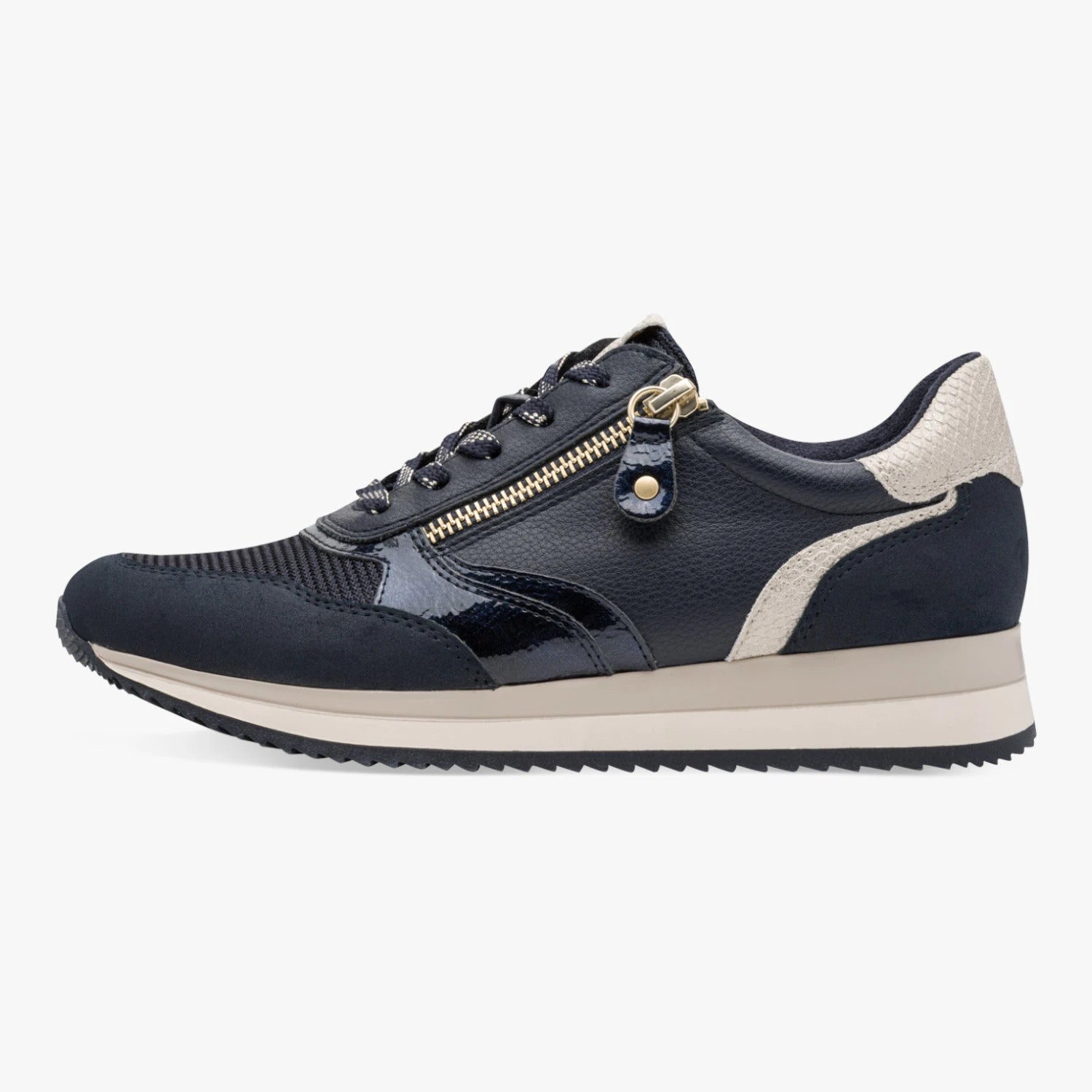 Jana Softline Navy Wide Fit Zip Trainers