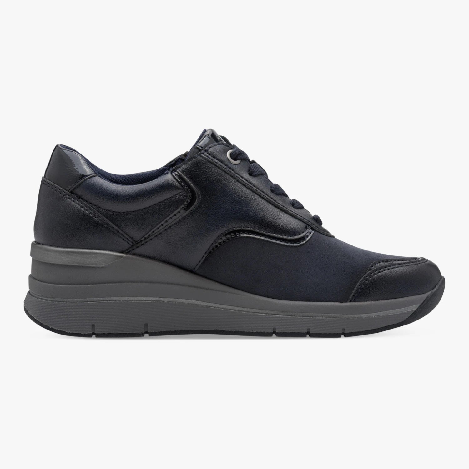 Jana Softline Navy Wide Fit Wedge Trainers