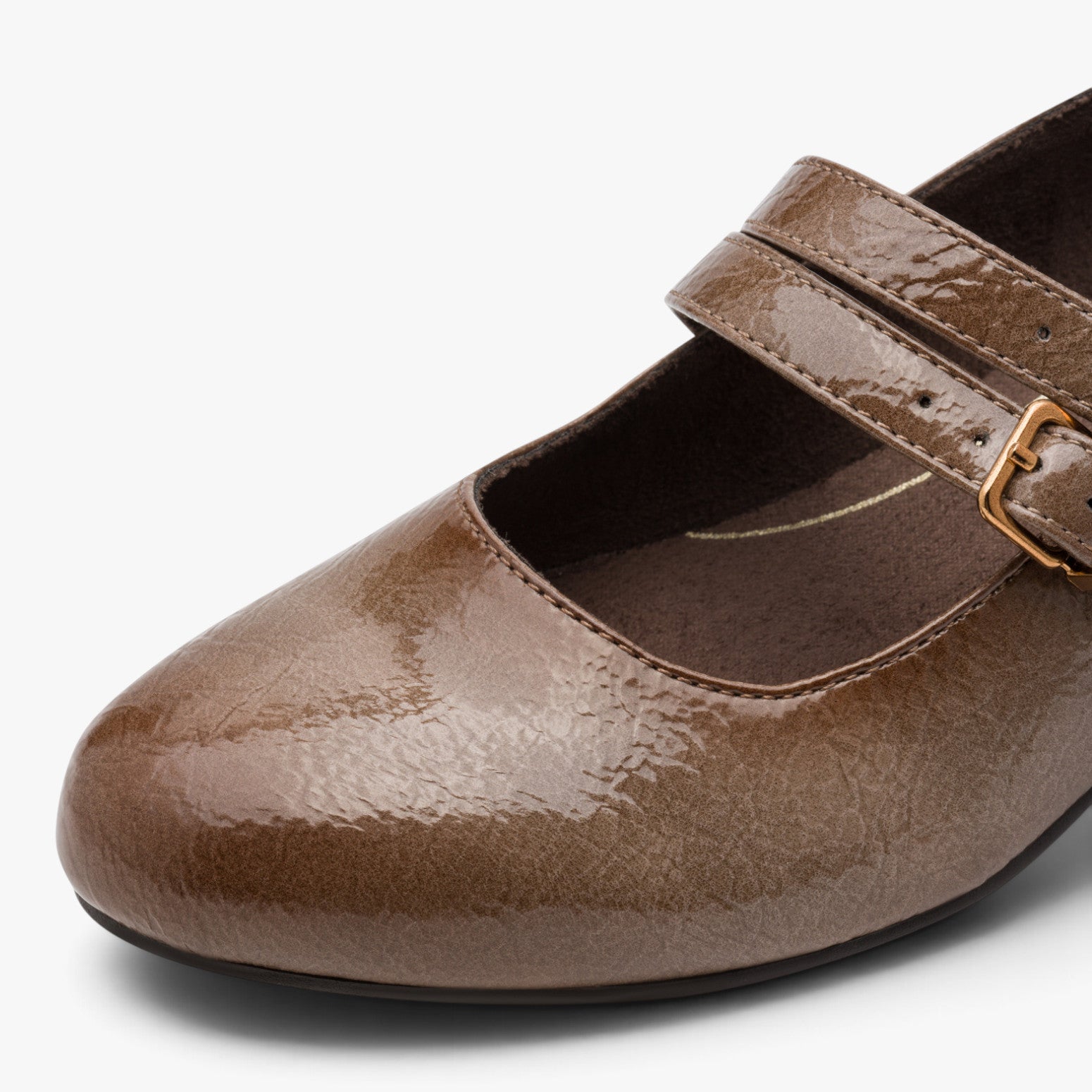 Jana Softline Taupe Patent Wide Fit Court Shoe