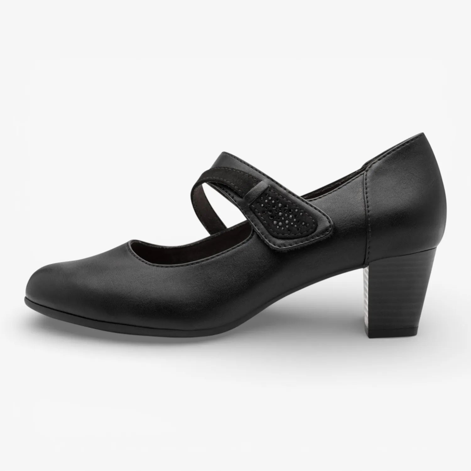Jana Softline Black Court Shoe (Wide Fit H, Vegan) – 8-24465-43 001
