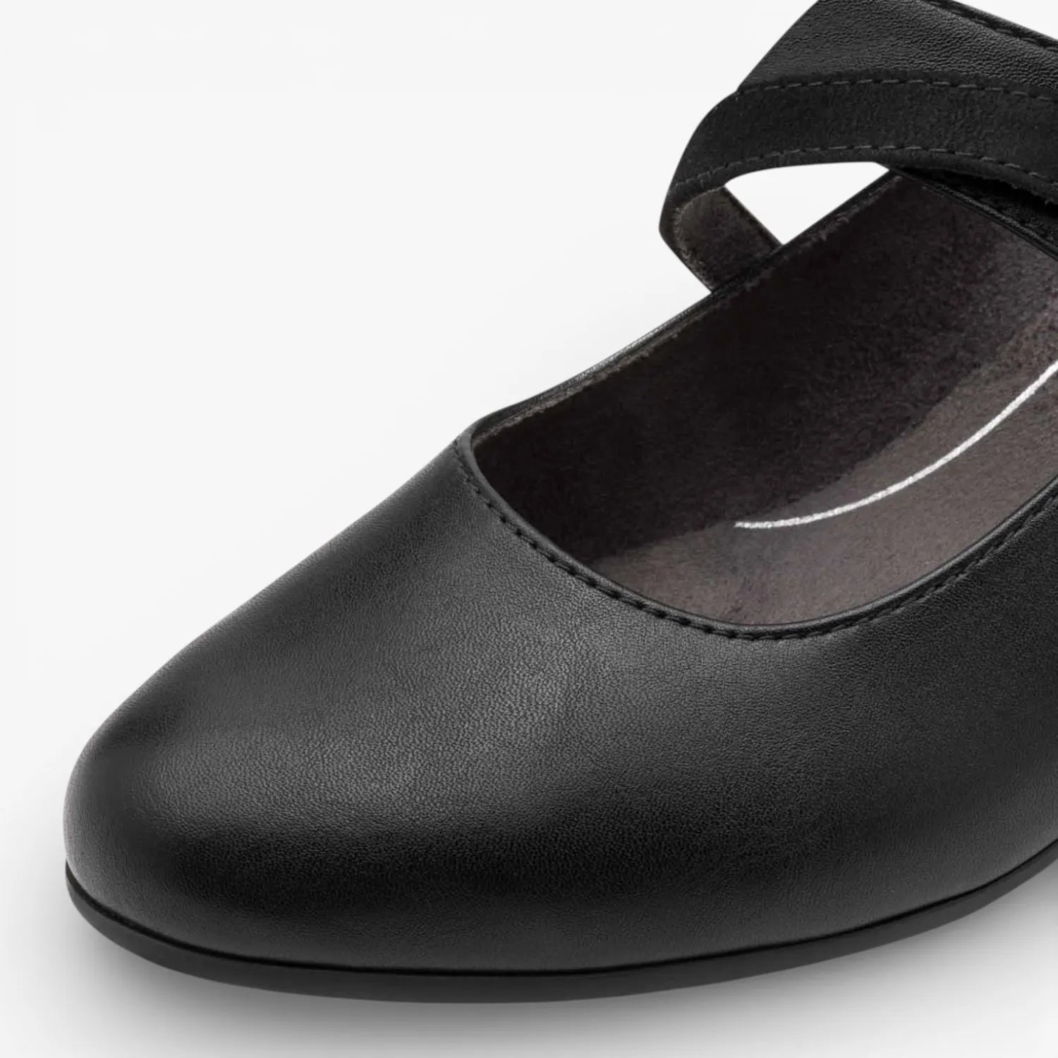 Jana Softline Black Court Shoe (Wide Fit H, Vegan) – 8-24465-43 001