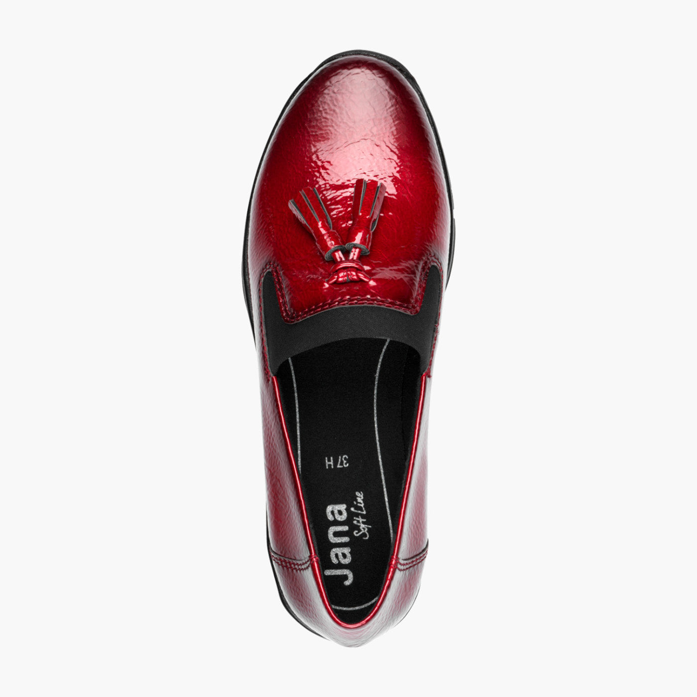Jana Vegan Red Crinkle Patent Slip-On Loafers - Leavys Shoes