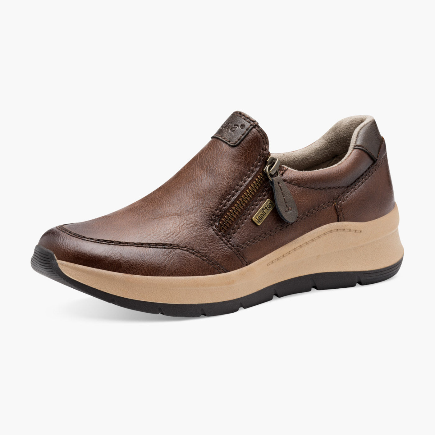 Jana Vegan Brown Slip-On Trainers with TEX Comfort - Leavys Shoes