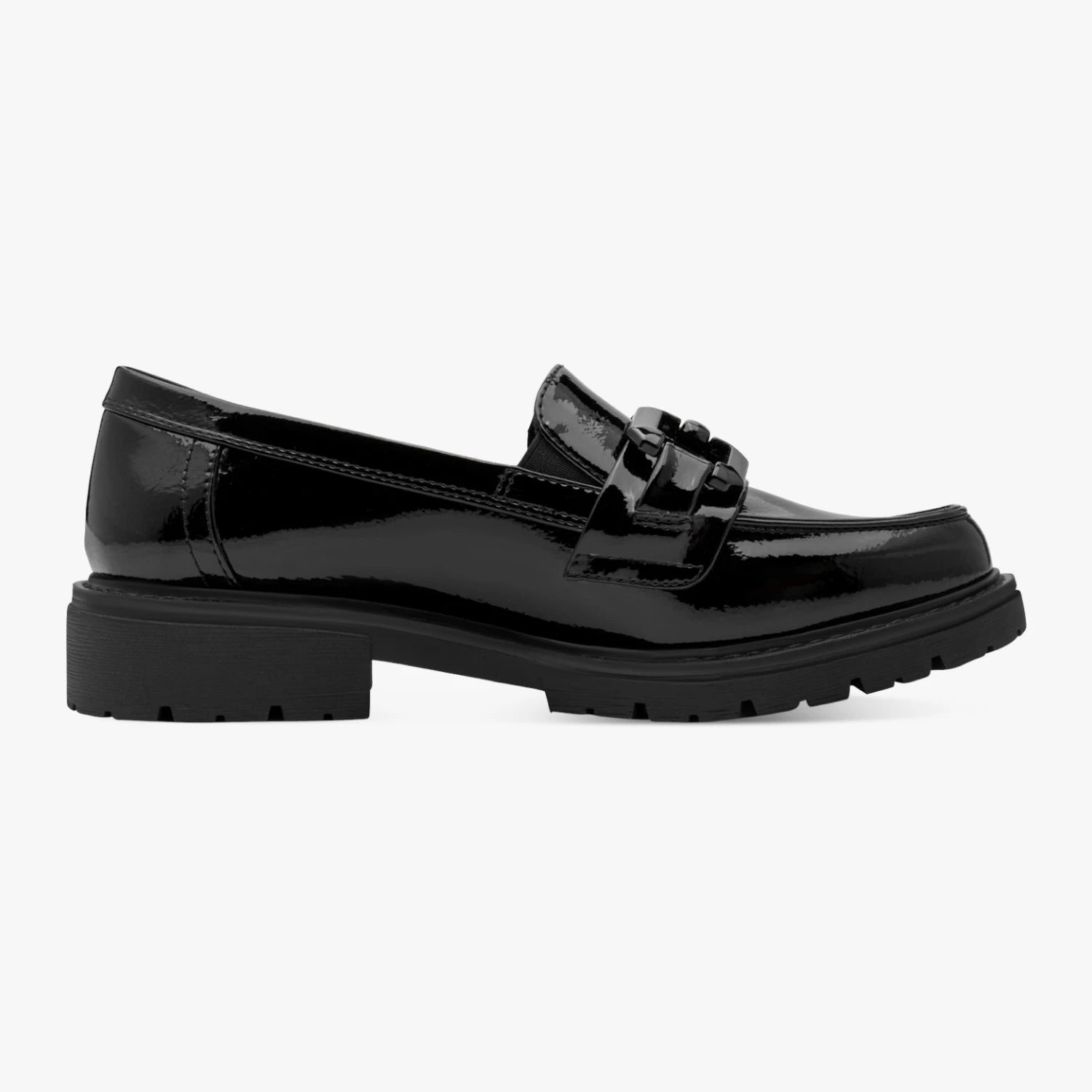 Jana Softline Black Patent Wide Fit Loafers